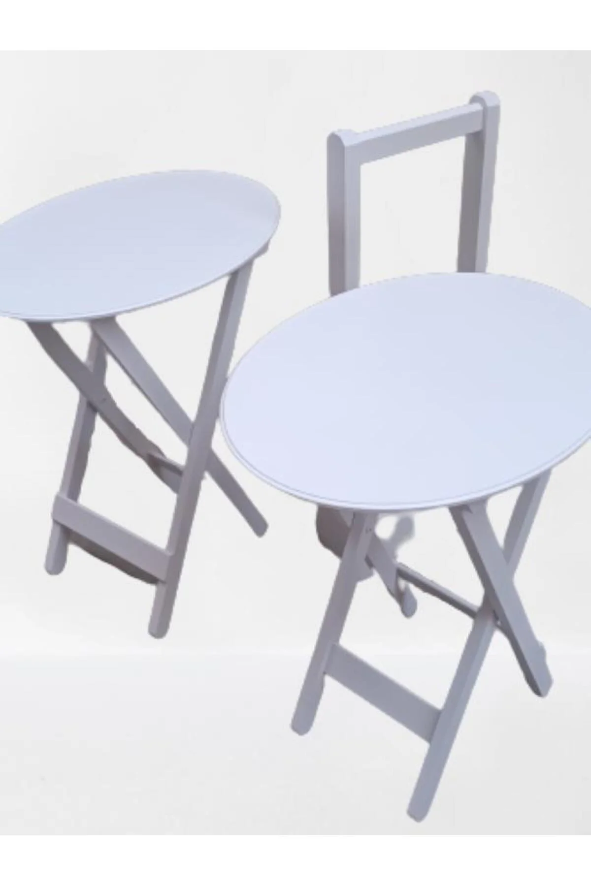 Zigon Çanta 90126 Sehpa Oval Model İkili Takım Ahşap Mdf Beyaz Renk Uyumu El Yapı - Görsel 6