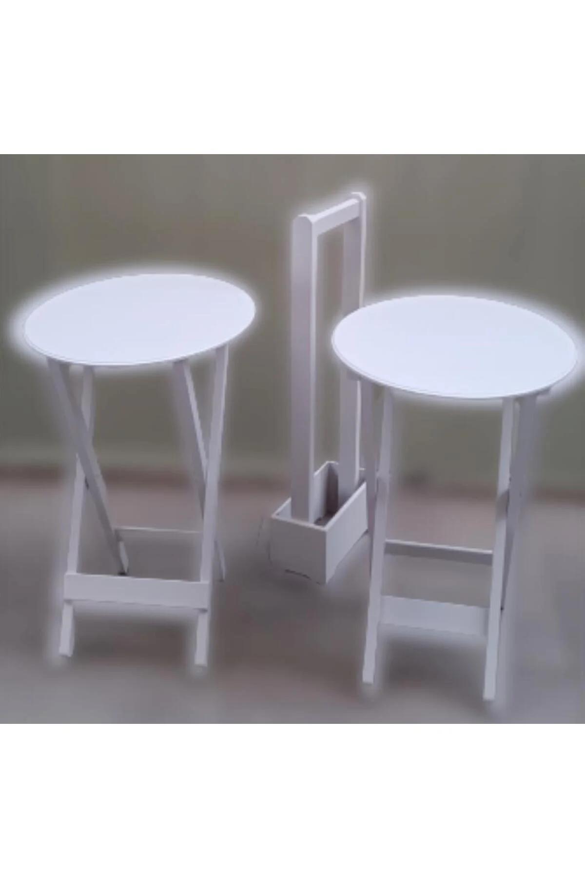 Zigon Çanta 90126 Sehpa Oval Model İkili Takım Ahşap Mdf Beyaz Renk Uyumu El Yapı - Görsel 7