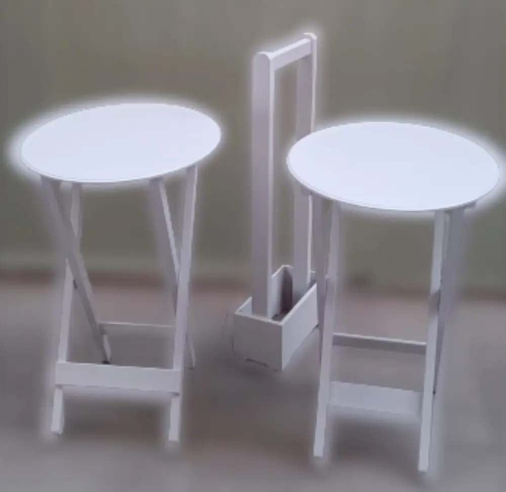 Zigon Çanta 90126 Sehpa Oval Model İkili Takım Ahşap Mdf Beyaz Re