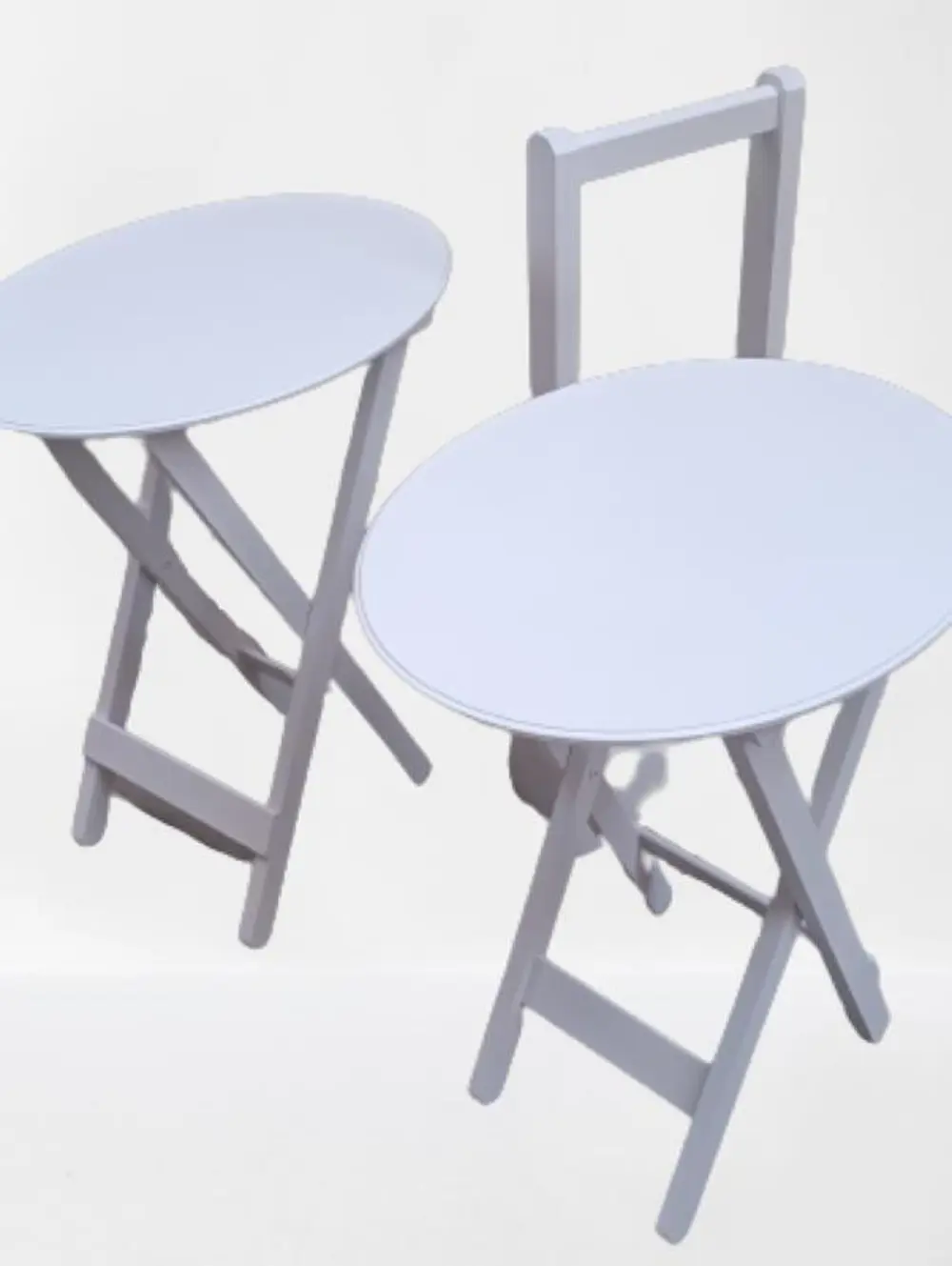 Zigon Çanta 90126 Sehpa Oval Model İkili Takım Ahşap Mdf Beyaz Re