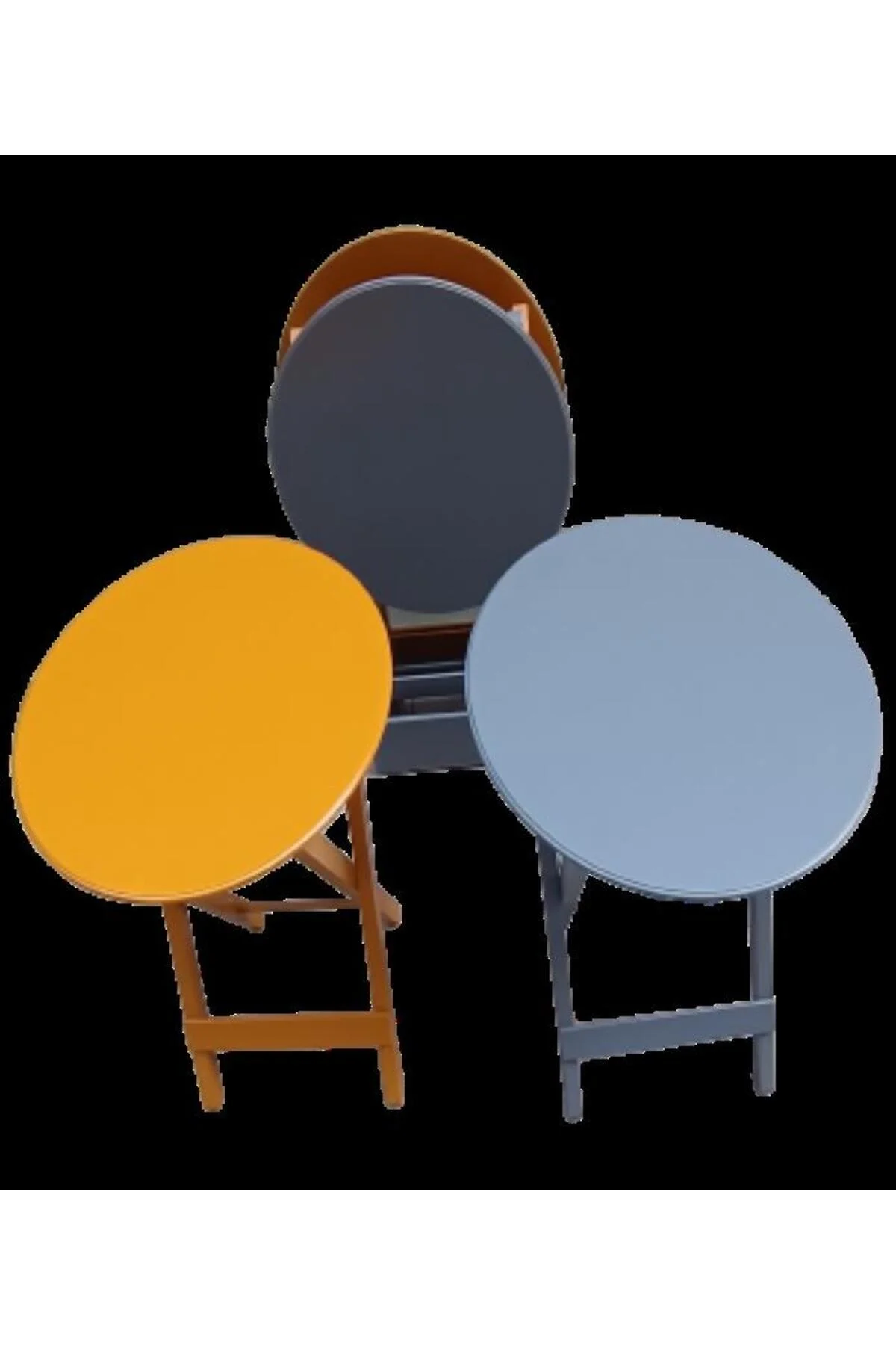 Zigon Çanta 90127 Sehpa Oval Model Dörtlü Mdf Hardal ve Gri Renk Uyumu El Yapımı - Görsel 7