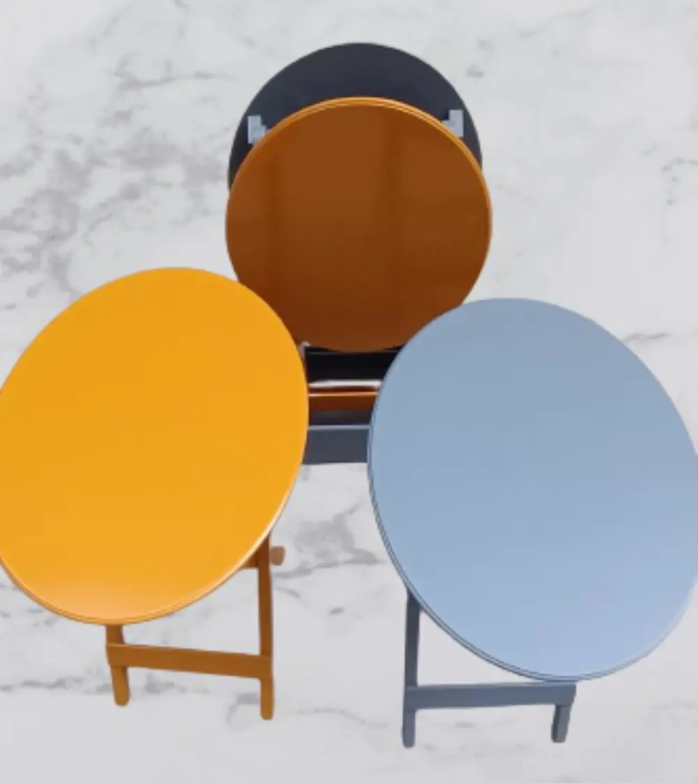 Zigon Çanta 90127 Sehpa Oval Model Dörtlü Mdf Hardal ve Gri  Renk