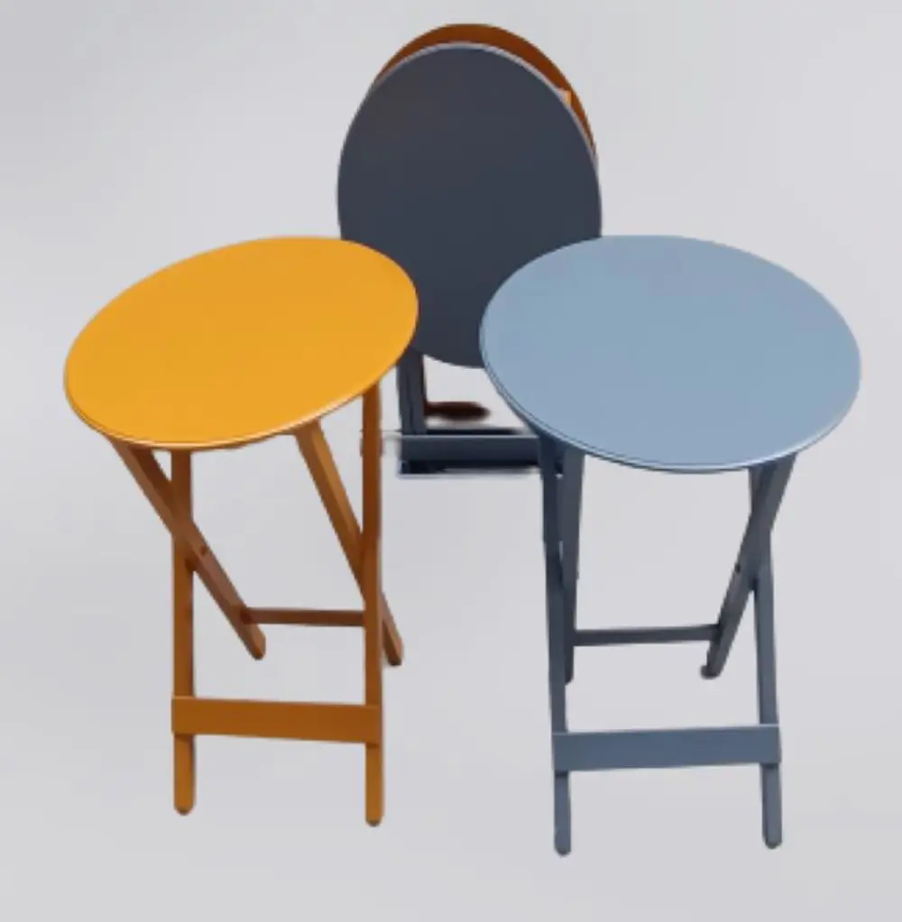 Zigon Çanta 90127 Sehpa Oval Model Dörtlü Mdf Hardal ve Gri  Renk