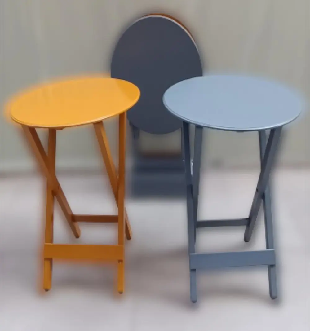 Zigon Çanta 90127 Sehpa Oval Model Dörtlü Mdf Hardal ve Gri  Renk