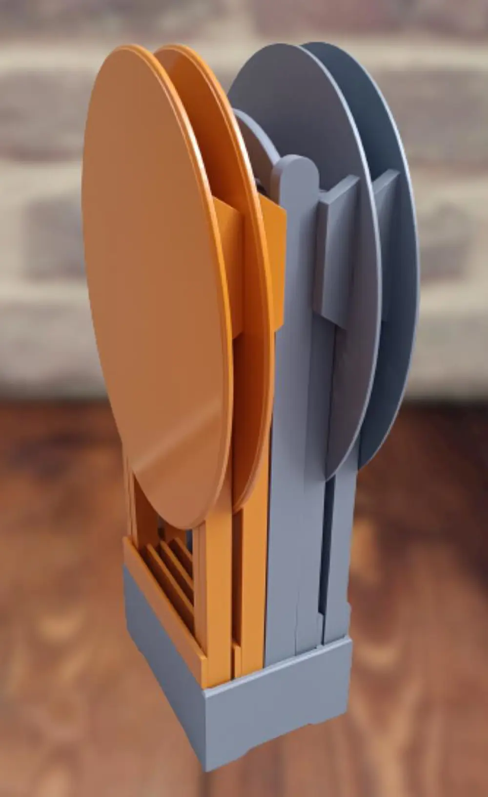 Zigon Çanta 90127 Sehpa Oval Model Dörtlü Mdf Hardal ve Gri  Renk