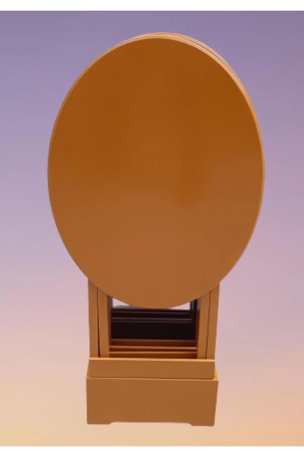 Zigon Çanta 90128 Sehpa Oval Model Ahşap Mdf Ceviz ve Hardal Renk Uyum El Yapım - Görsel 8