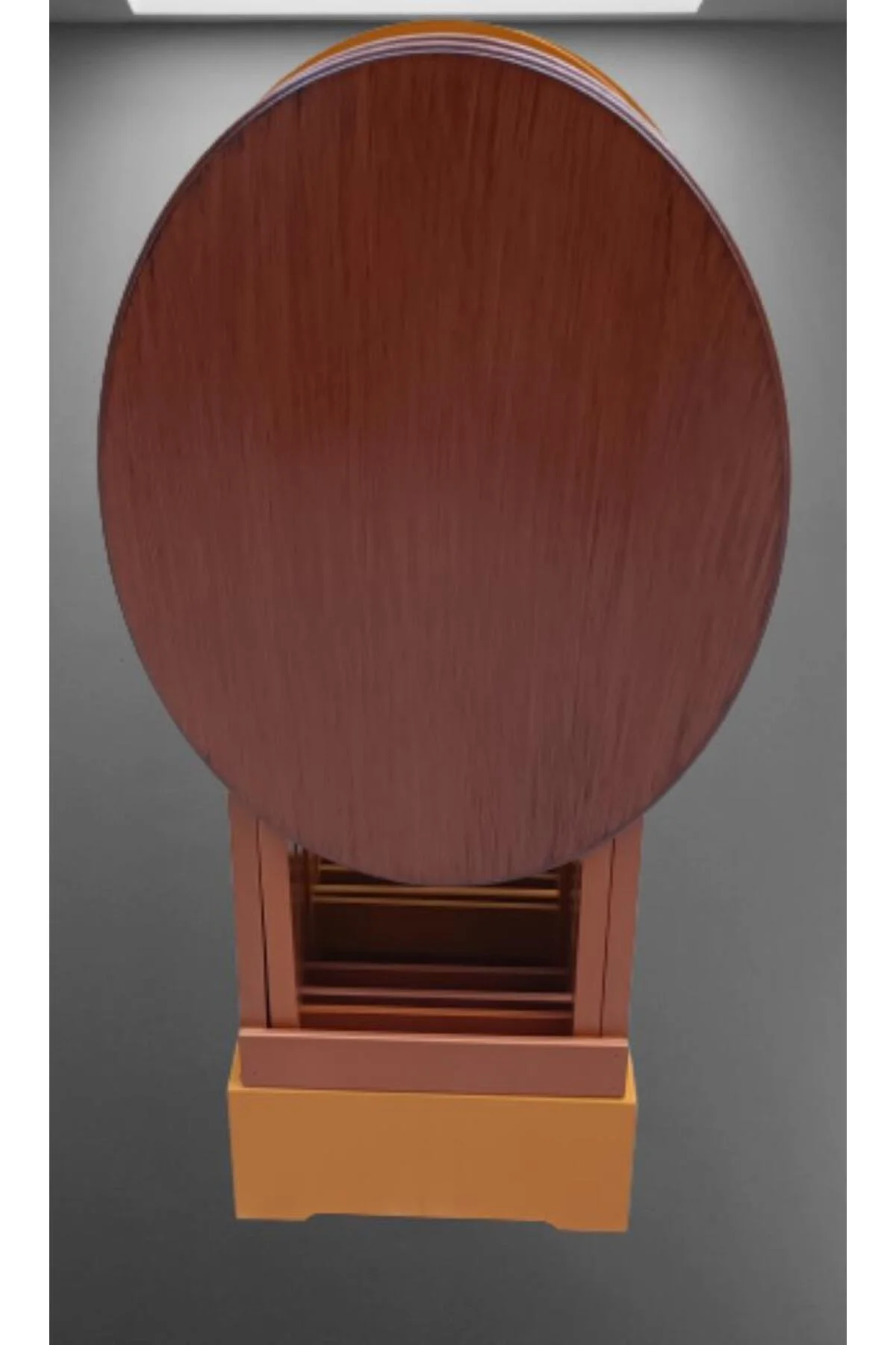 Zigon Çanta 90128 Sehpa Oval Model Ahşap Mdf Ceviz ve Hardal Renk Uyum El Yapım - Görsel 7