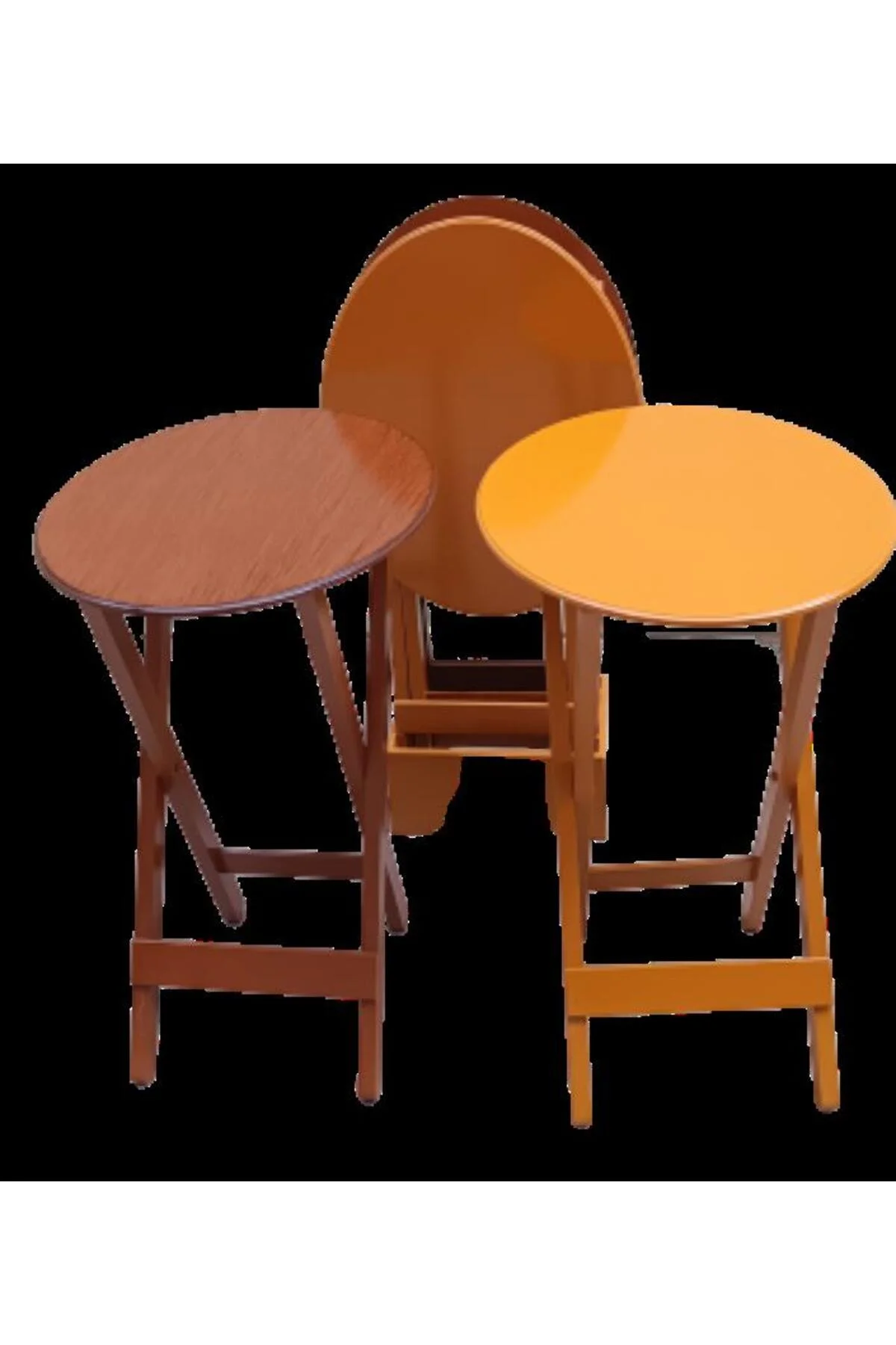 Zigon Çanta 90128 Sehpa Oval Model Ahşap Mdf Ceviz ve Hardal Renk Uyum El Yapım - Görsel 3