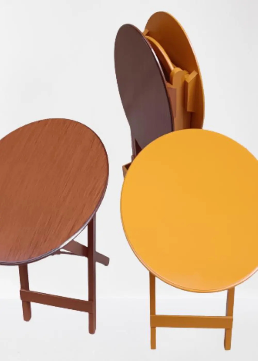 Zigon Çanta  90128 Sehpa Oval Model Ahşap Mdf Ceviz ve Hardal Ren