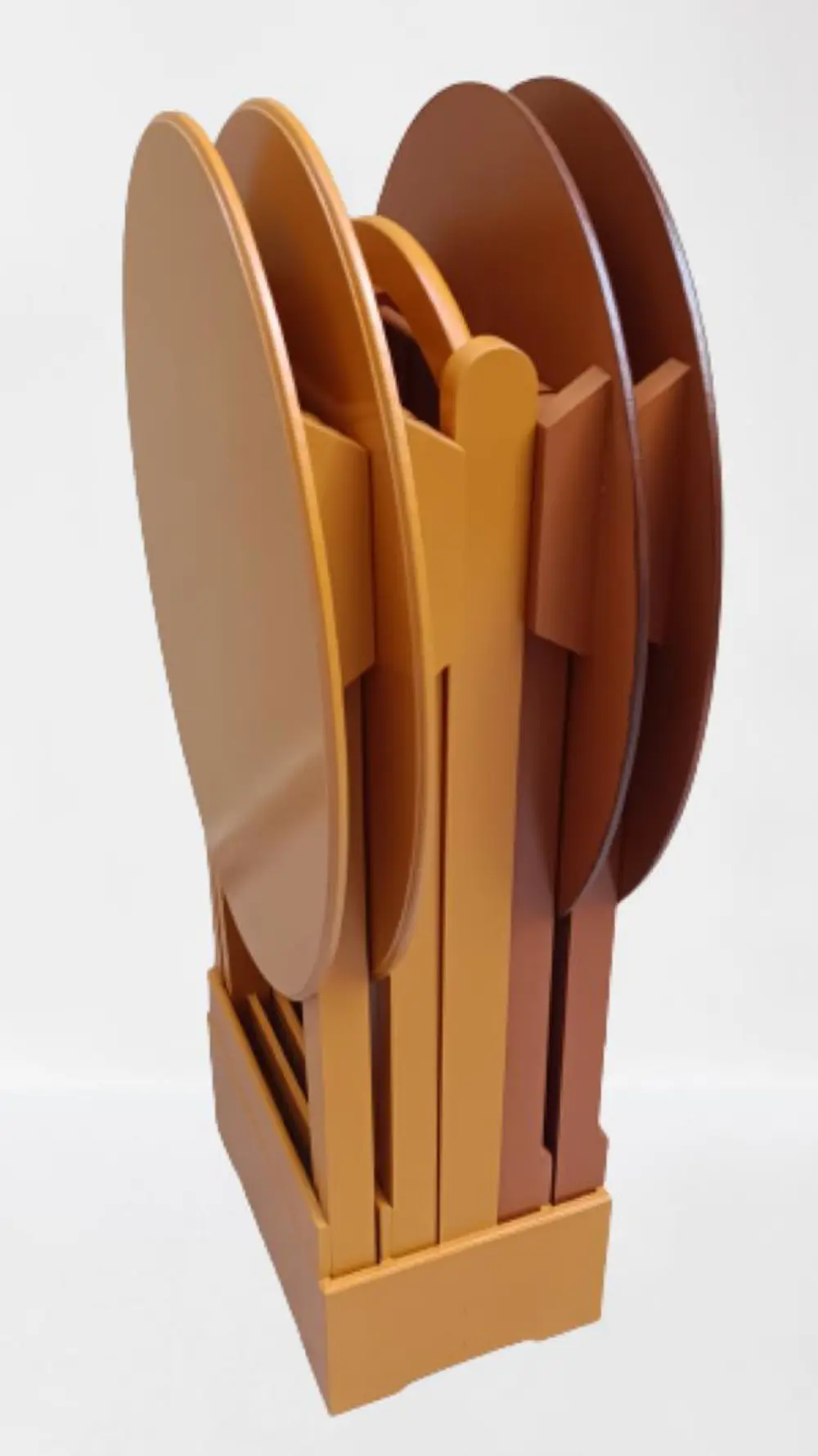 Zigon Çanta  90128 Sehpa Oval Model Ahşap Mdf Ceviz ve Hardal Ren