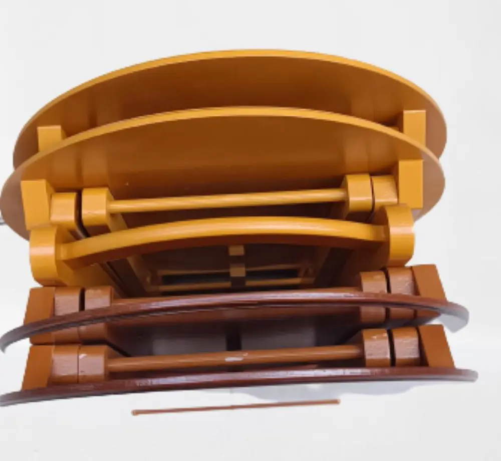 Zigon Çanta  90128 Sehpa Oval Model Ahşap Mdf Ceviz ve Hardal Ren