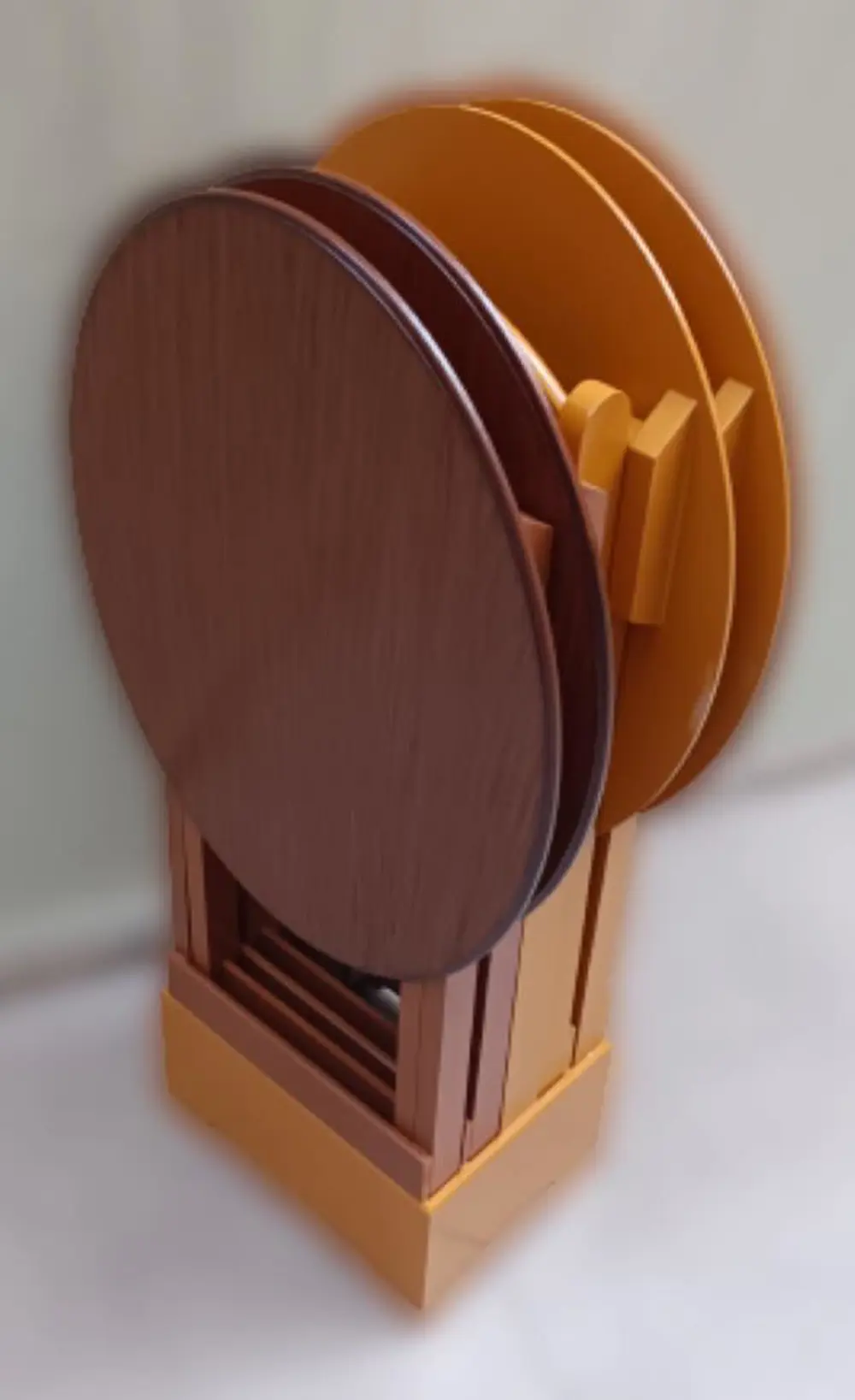 Zigon Çanta  90128 Sehpa Oval Model Ahşap Mdf Ceviz ve Hardal Ren