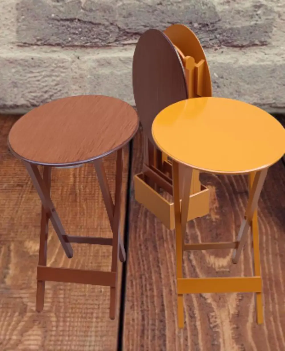 Zigon Çanta  90128 Sehpa Oval Model Ahşap Mdf Ceviz ve Hardal Ren