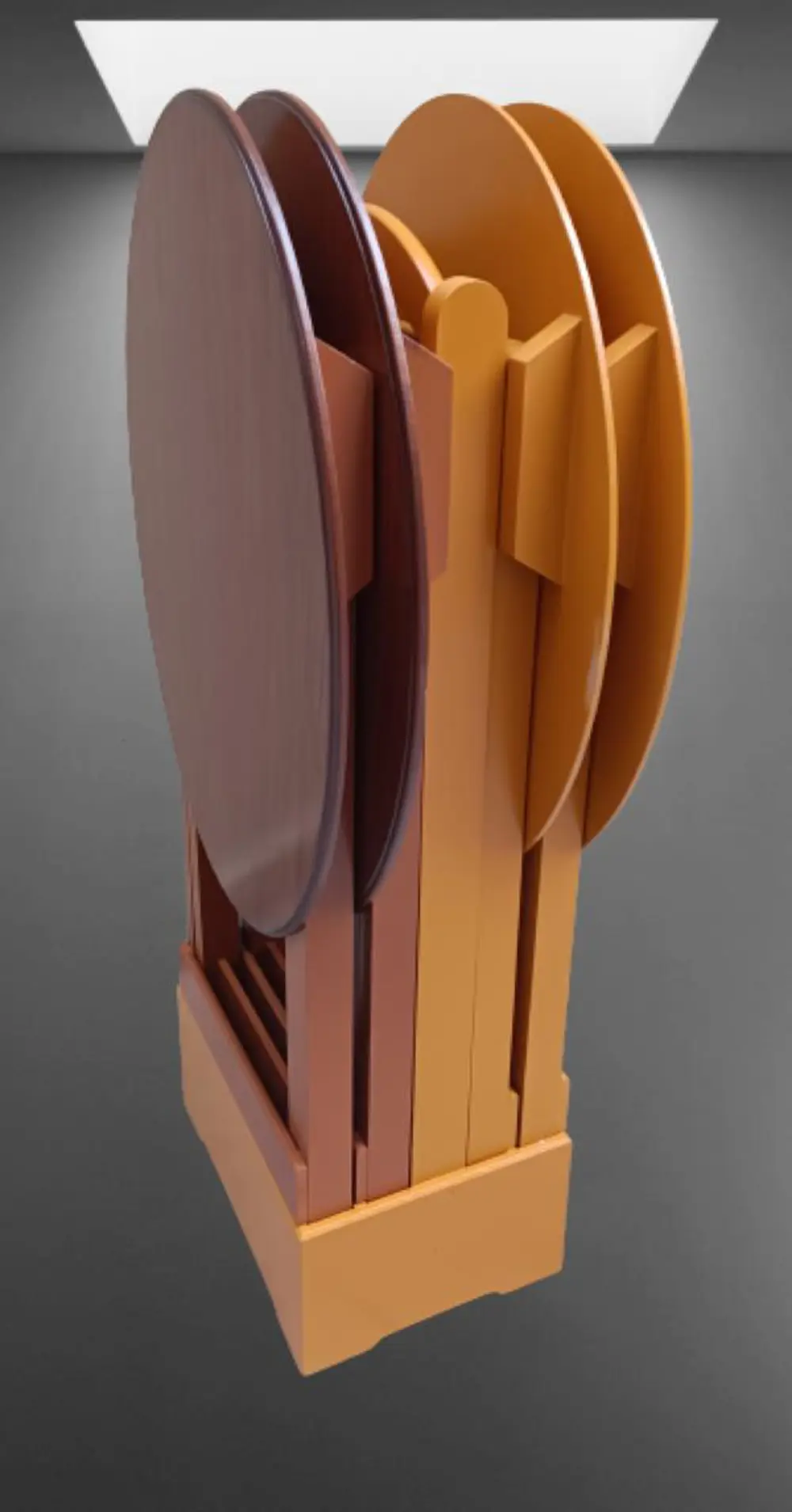 Zigon Çanta  90128 Sehpa Oval Model Ahşap Mdf Ceviz ve Hardal Ren