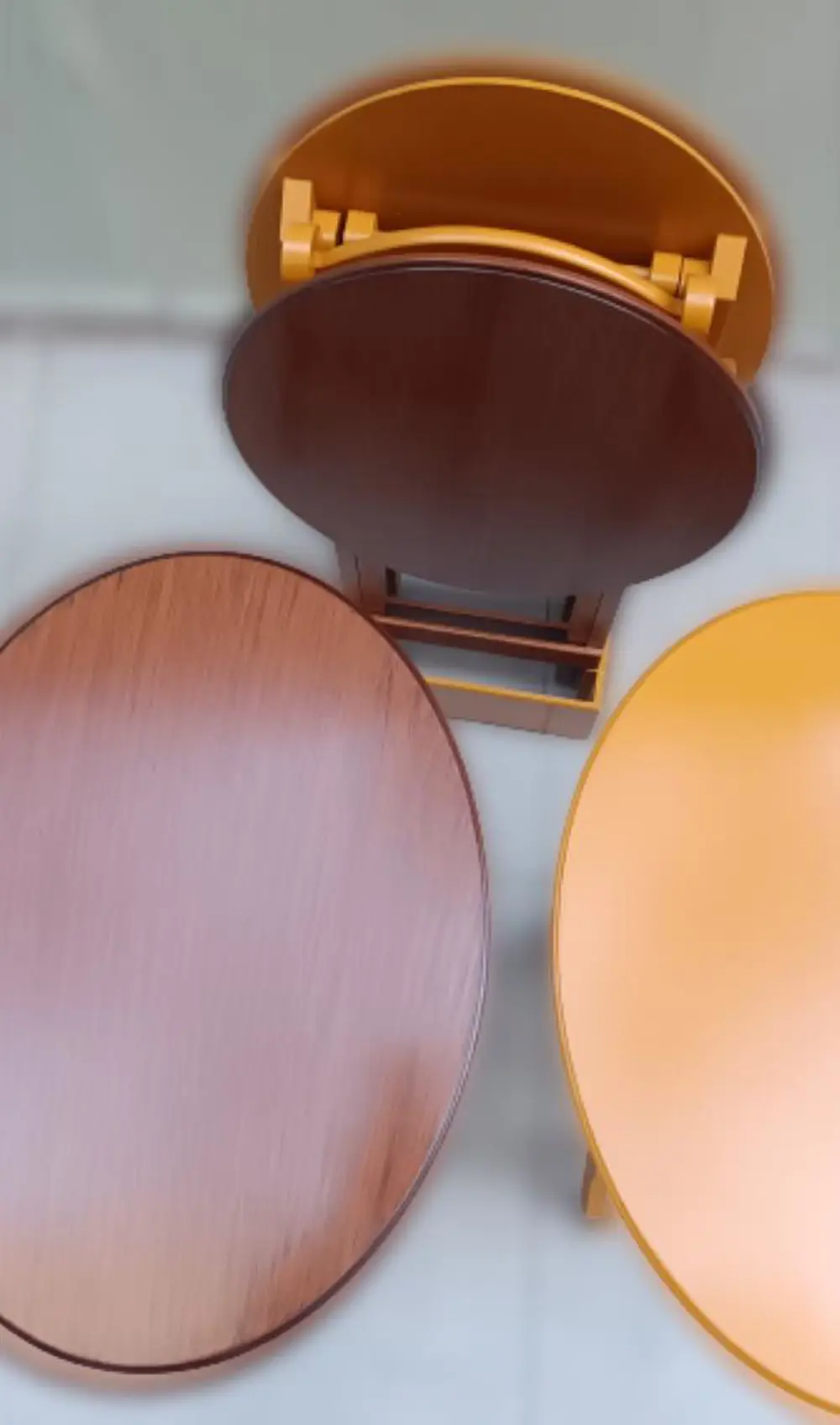 Zigon Çanta  90128 Sehpa Oval Model Ahşap Mdf Ceviz ve Hardal Ren