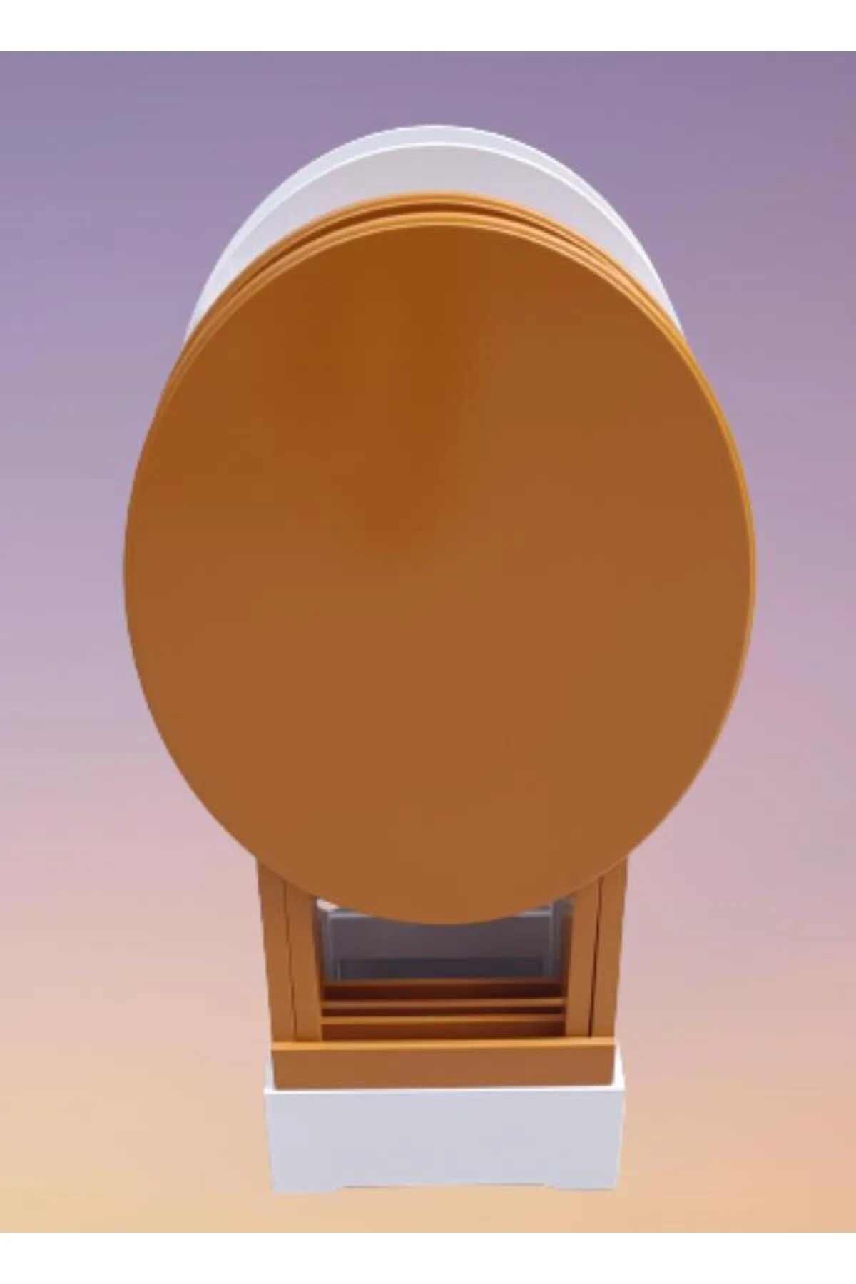 Zigon Çanta 90129 Sehpa Oval Dörtlü Ahşap Mdf Beyaz ve Hardal Renk Uyumu El Yapı - Görsel 2