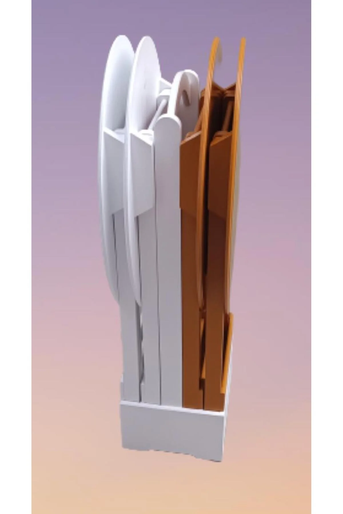 Zigon Çanta 90129 Sehpa Oval Dörtlü Ahşap Mdf Beyaz ve Hardal Renk Uyumu El Yapı - Görsel 5