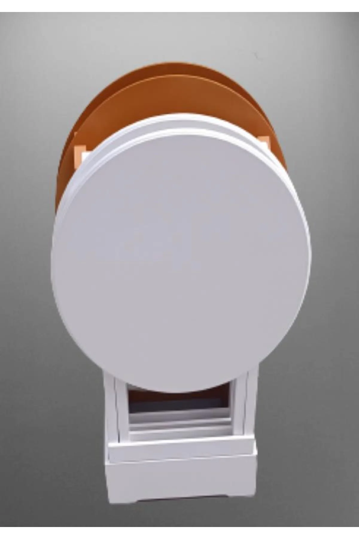 Zigon Çanta 90129 Sehpa Oval Dörtlü Ahşap Mdf Beyaz ve Hardal Renk Uyumu El Yapı - Görsel 3