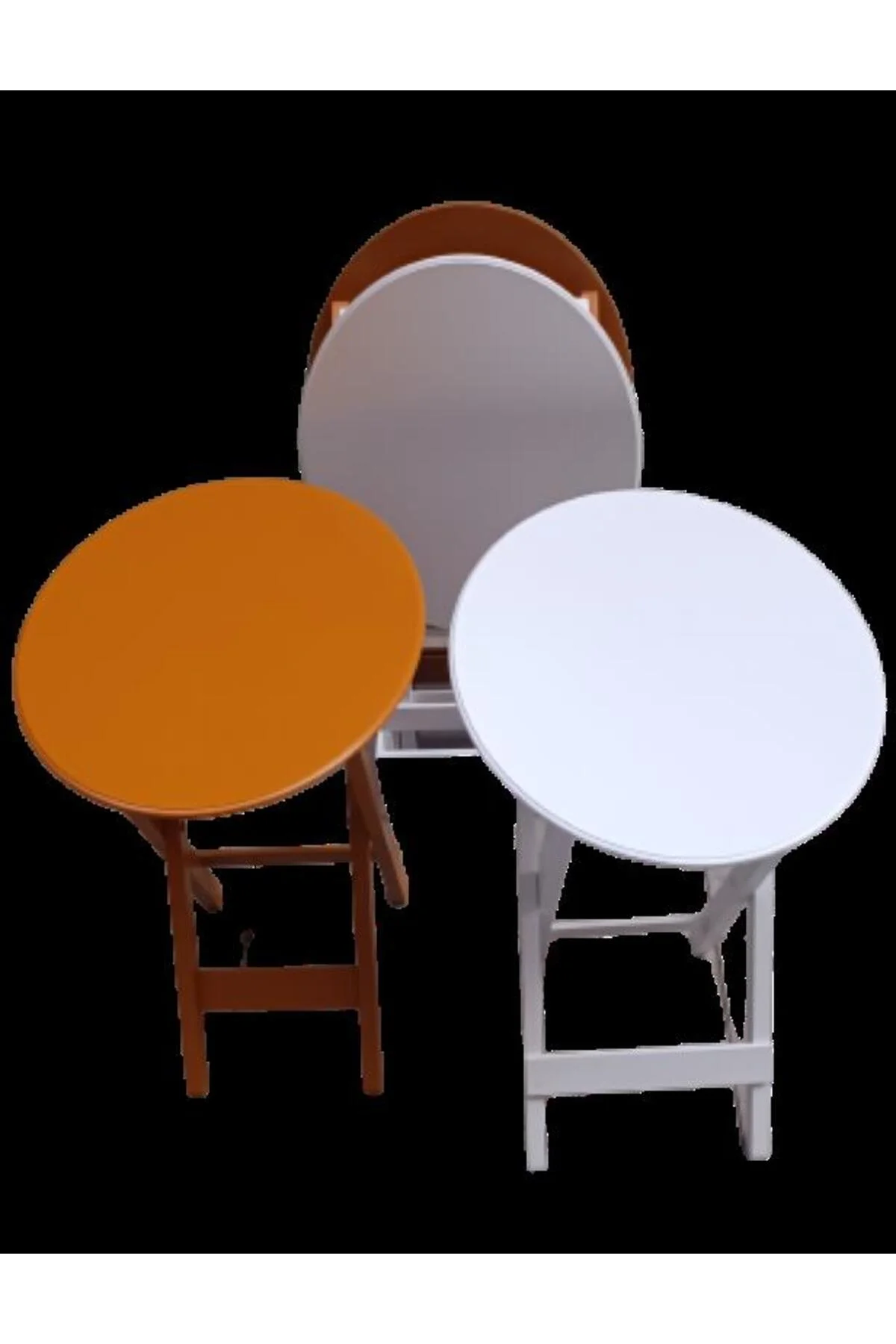 Zigon Çanta 90129 Sehpa Oval Dörtlü Ahşap Mdf Beyaz ve Hardal Renk Uyumu El Yapı - Görsel 7