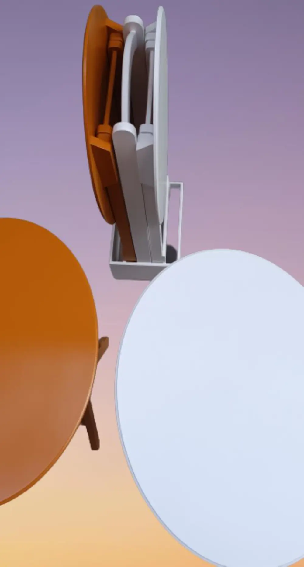 Zigon Çanta 90129 Sehpa Oval Dörtlü Ahşap Mdf Beyaz ve Hardal  Re