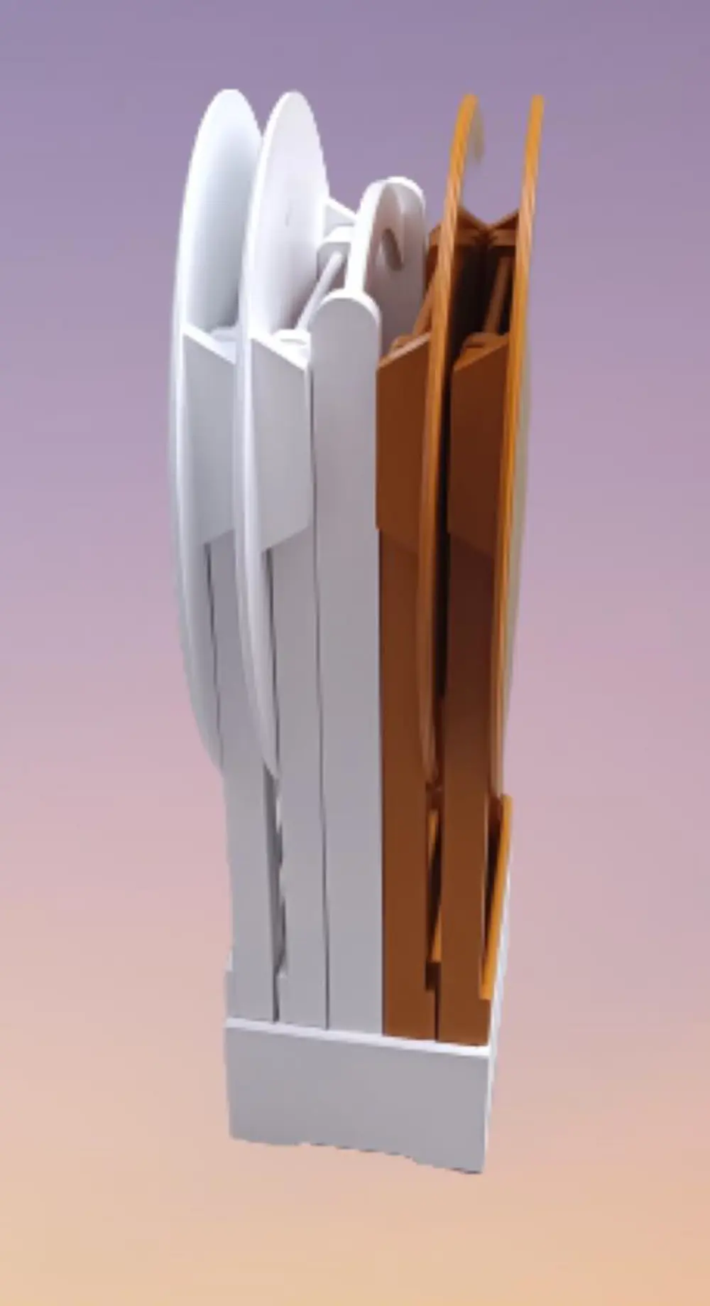 Zigon Çanta 90129 Sehpa Oval Dörtlü Ahşap Mdf Beyaz ve Hardal  Re