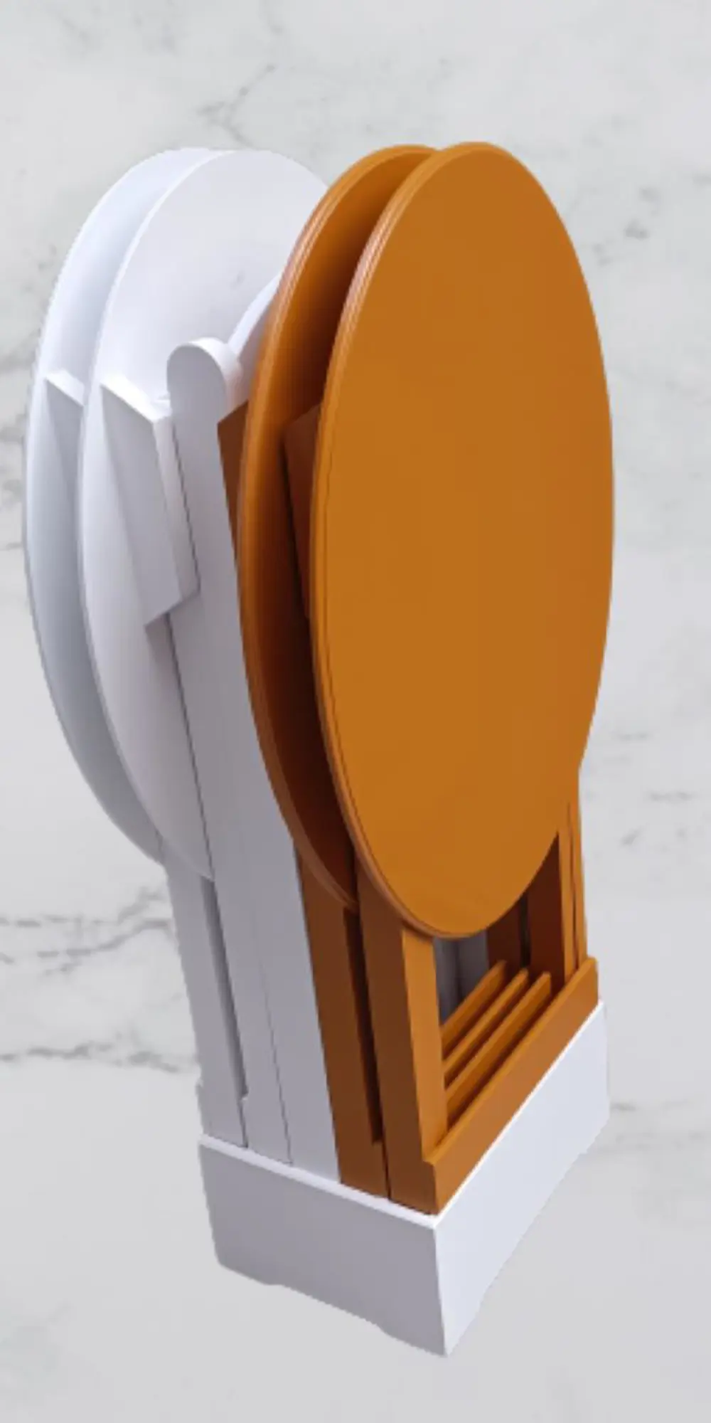 Zigon Çanta 90129 Sehpa Oval Dörtlü Ahşap Mdf Beyaz ve Hardal  Re