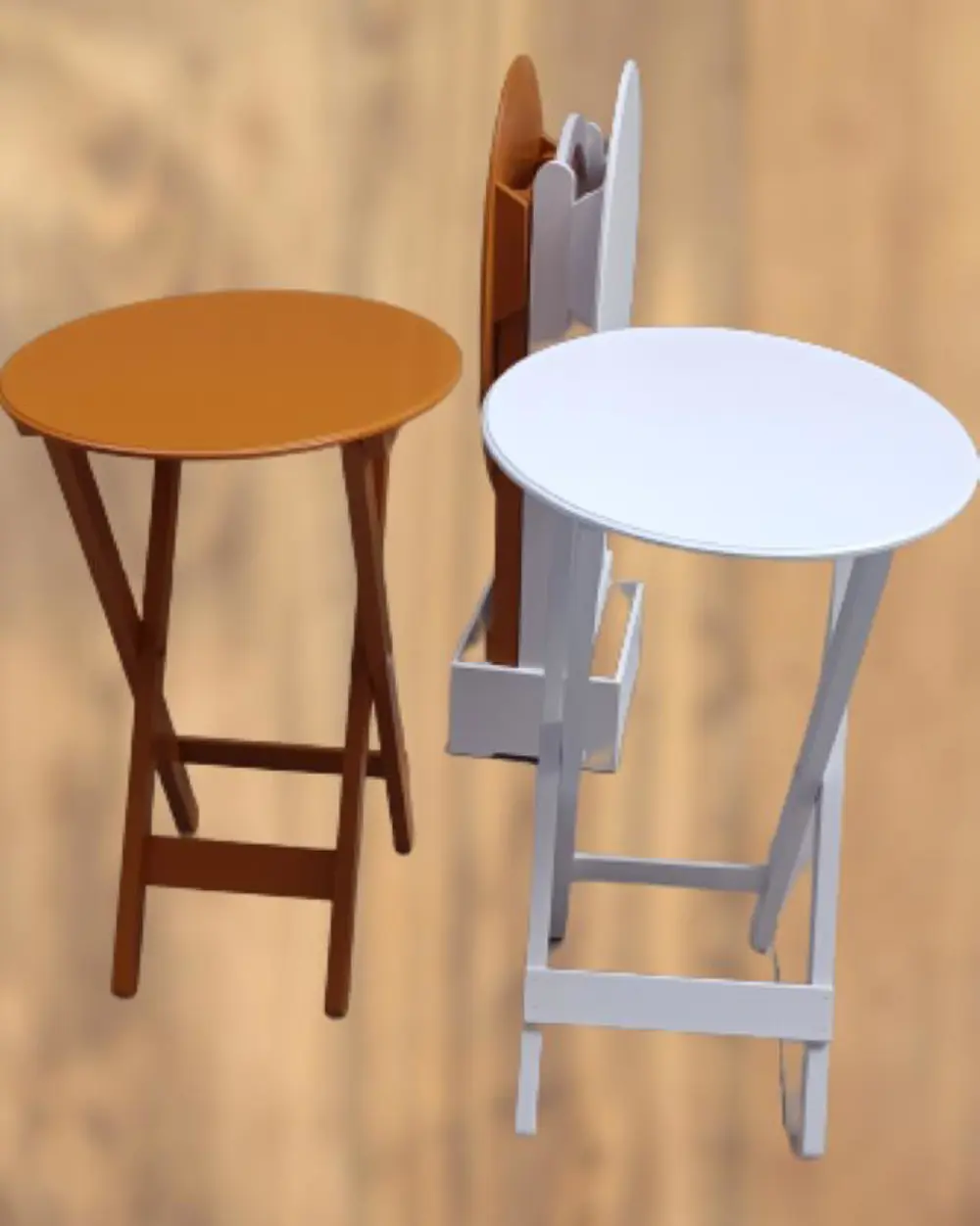 Zigon Çanta 90129 Sehpa Oval Dörtlü Ahşap Mdf Beyaz ve Hardal  Re