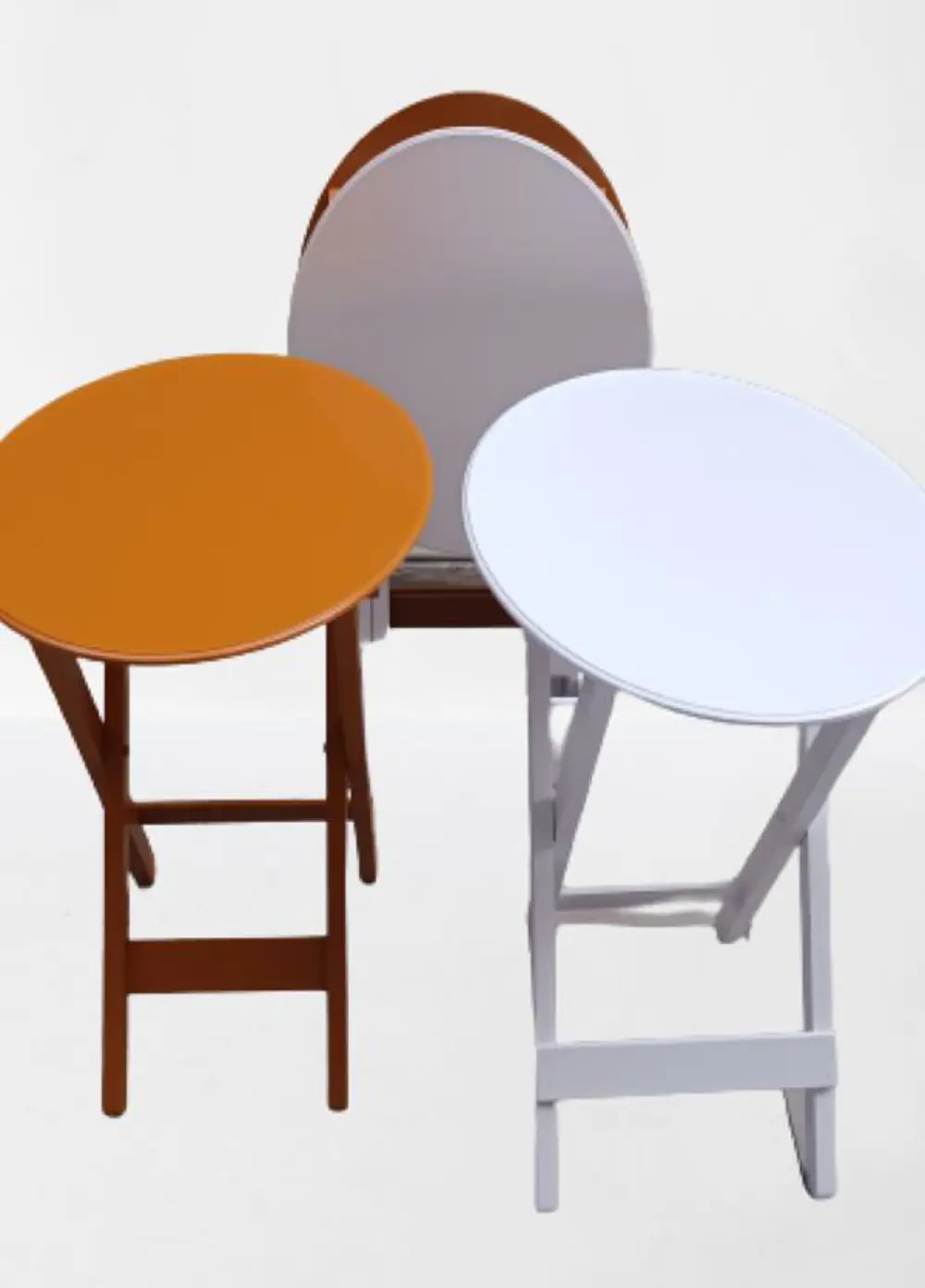 Zigon Çanta 90129 Sehpa Oval Dörtlü Ahşap Mdf Beyaz ve Hardal  Re