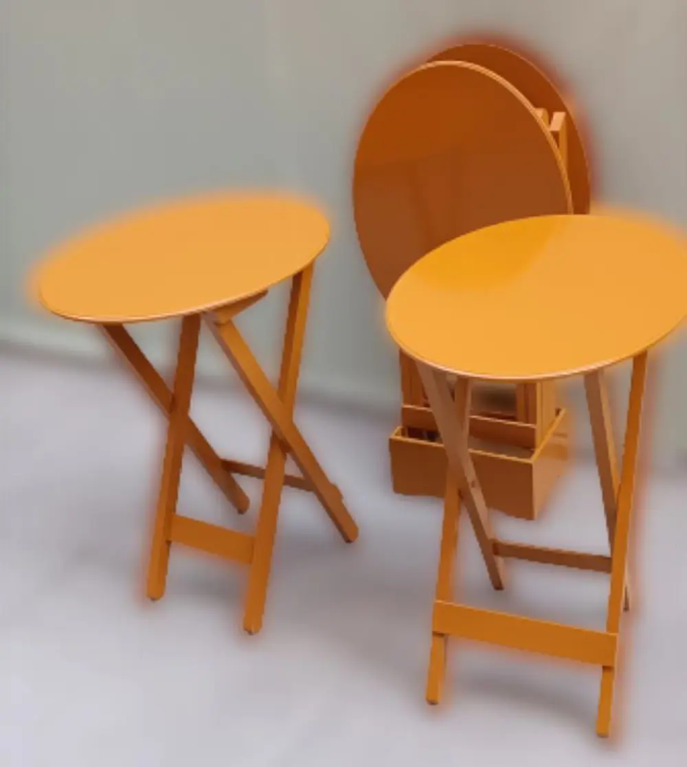 Zigon Çanta 90130 Sehpa Oval Dörtlü Model Ahşap MDF Hardal Renk U