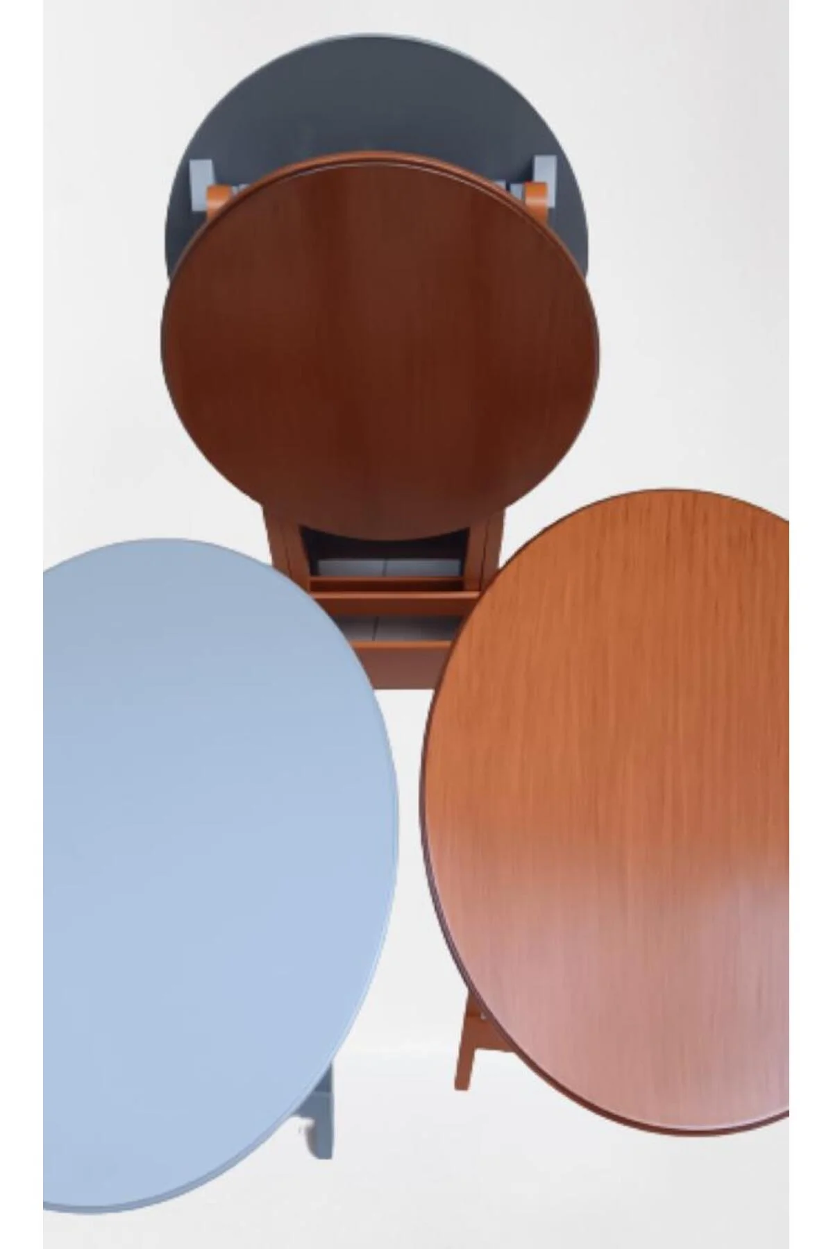 Zigon Çanta 90131 Oval Model Dörtlü Ahşap Mdf Ceviz ve Gri Renk Uyumu El Yapımı - Görsel 7