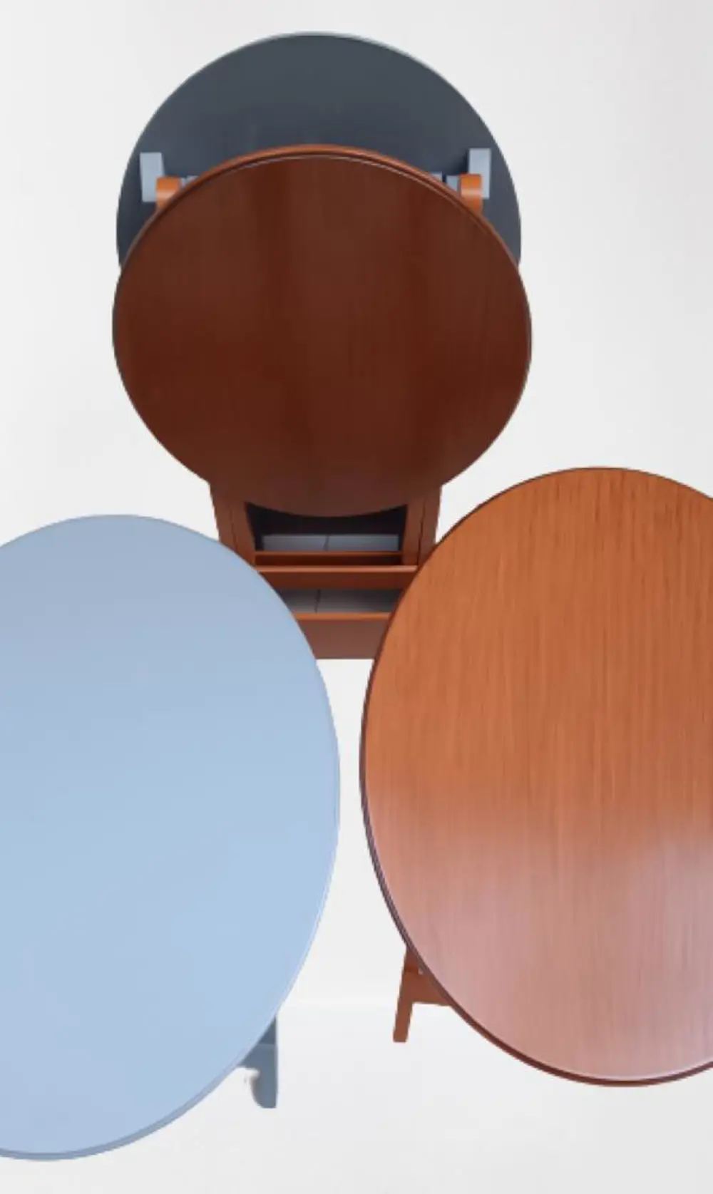 Zigon Çanta 90131 Oval Model Dörtlü Ahşap Mdf Ceviz ve Gri  Renk 