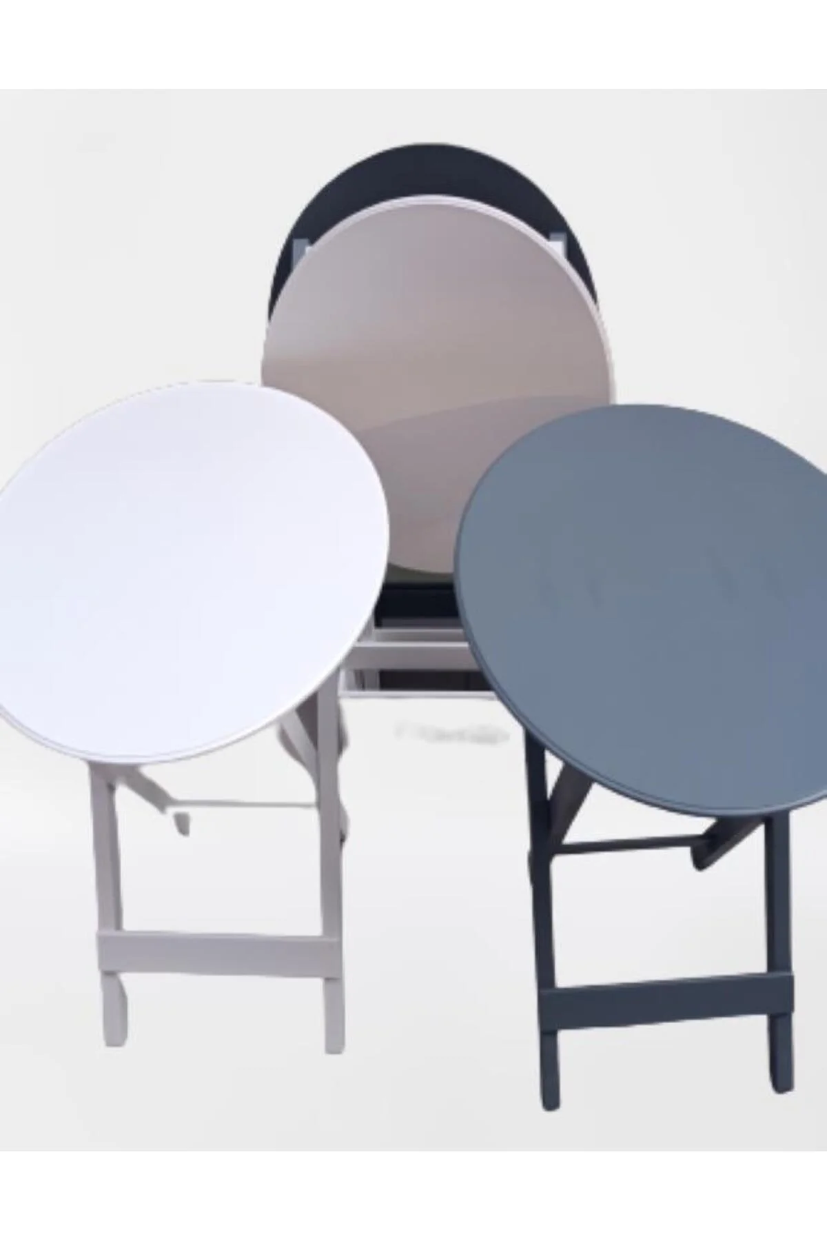 Zigon Çanta 90132 Oval Model Dörtlü Ahşap MDF Parlak Beyaz Gri Renk Uyum El Yapım - Görsel 6