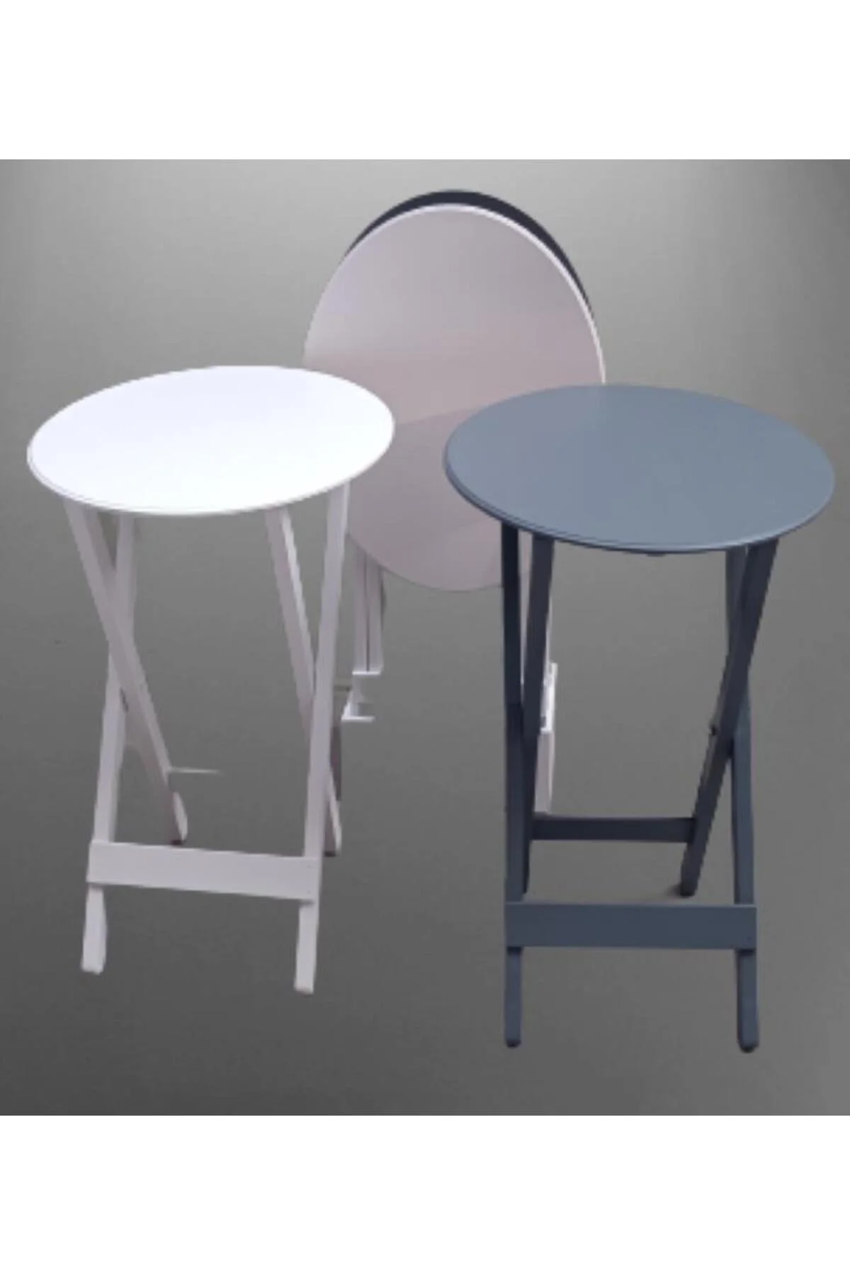 Zigon Çanta 90132 Oval Model Dörtlü Ahşap MDF Parlak Beyaz Gri Renk Uyum El Yapım - Görsel 5
