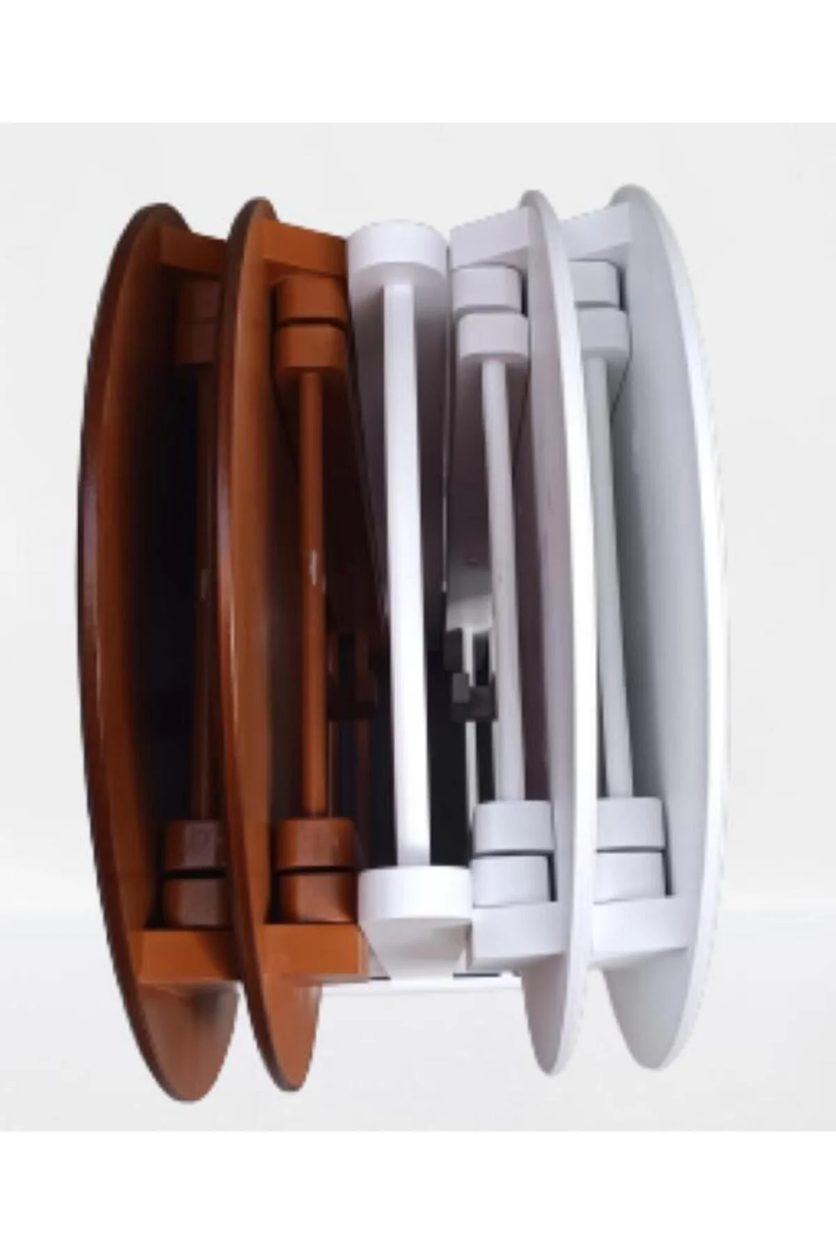 Zigon Çanta 90134 Sehpa Oval Dörtlü Model Ahşap MDF Beyaz ve Ceviz Uyum El Yapım - Görsel 6