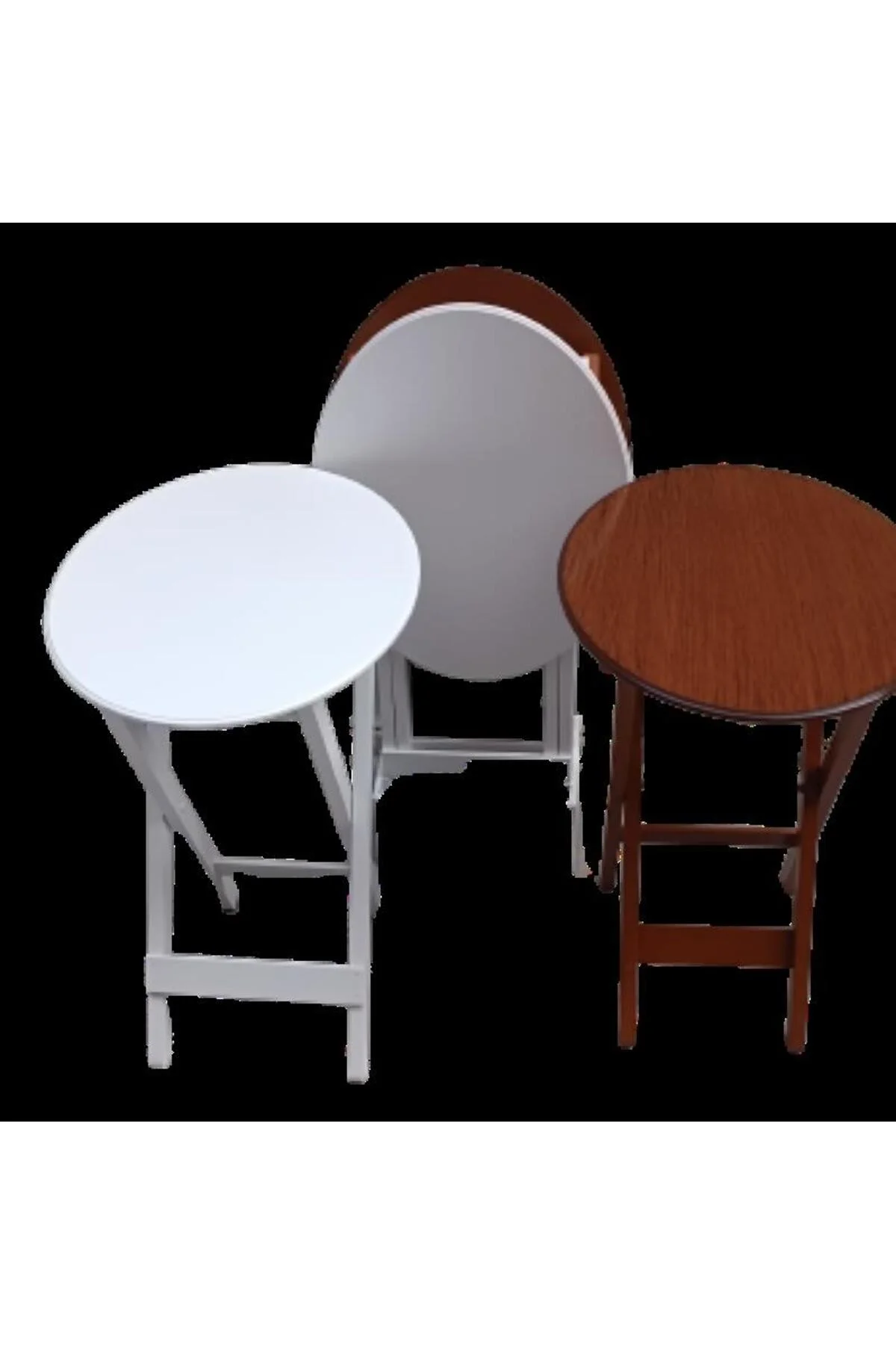 Zigon Çanta 90134 Sehpa Oval Dörtlü Model Ahşap MDF Beyaz ve Ceviz Uyum El Yapım - Görsel 3