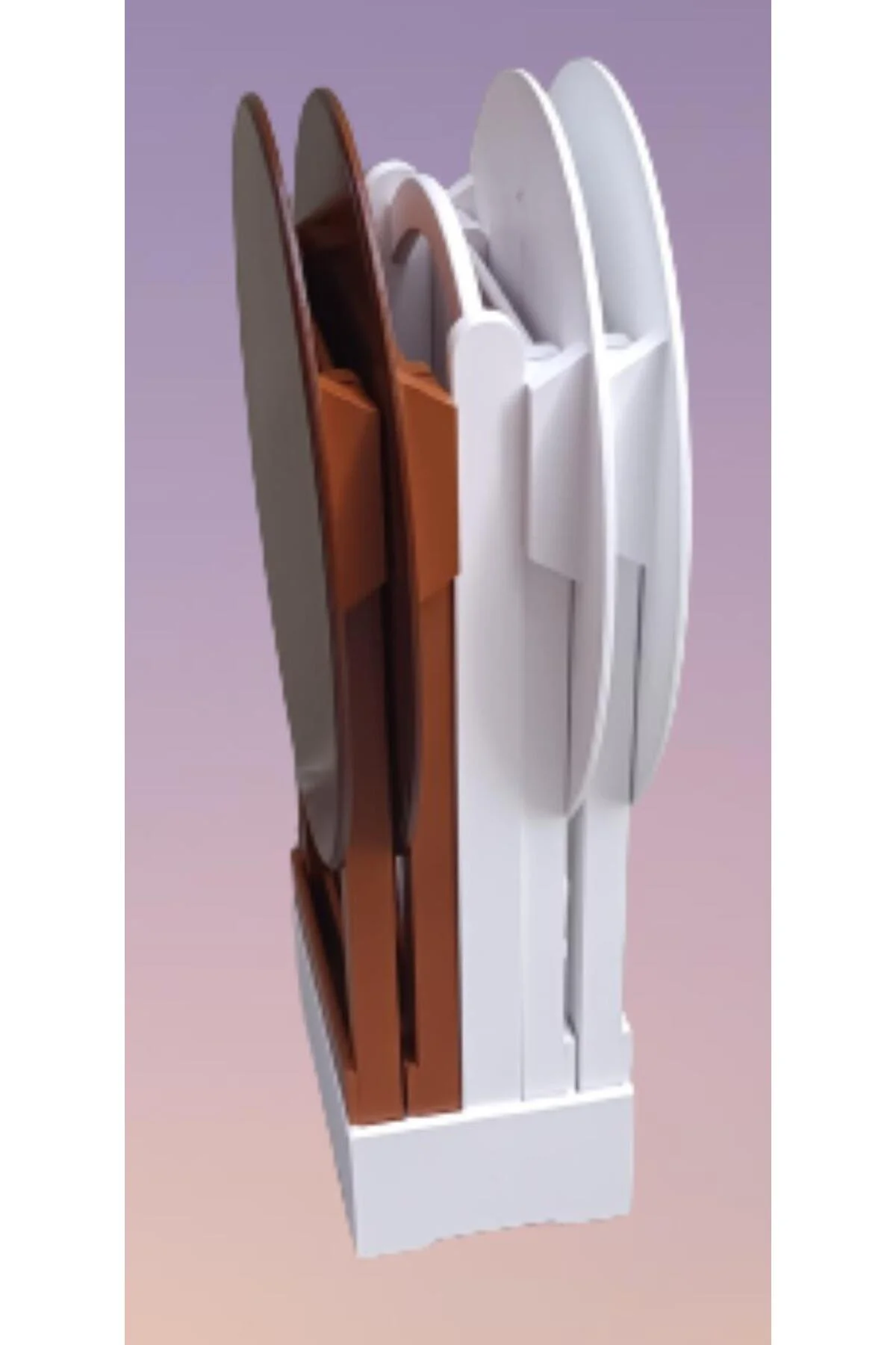 Zigon Çanta 90134 Sehpa Oval Dörtlü Model Ahşap MDF Beyaz ve Ceviz Uyum El Yapım - Görsel 7