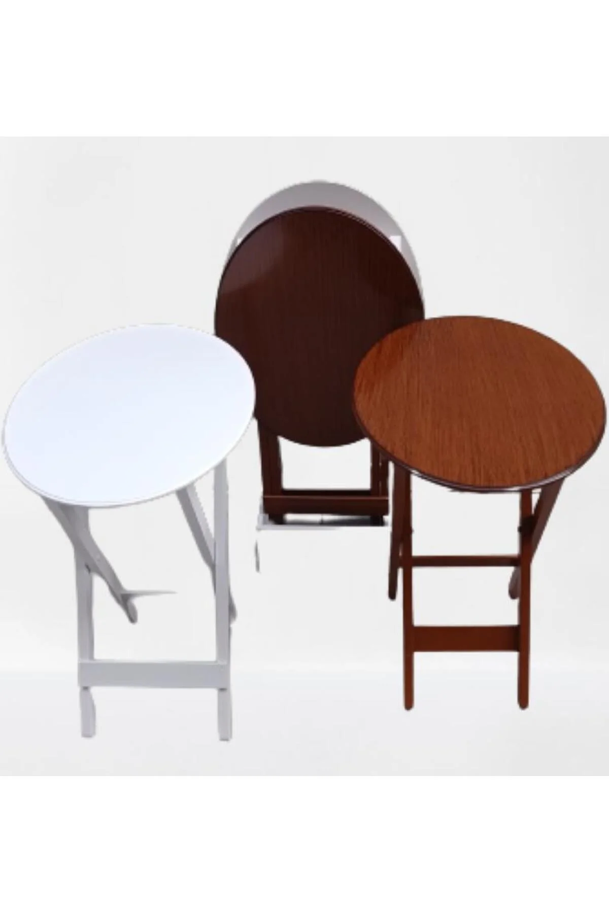 Zigon Çanta 90134 Sehpa Oval Dörtlü Model Ahşap MDF Beyaz ve Ceviz Uyum El Yapım Zigon Çanta 90134 Sehpa Oval Dörtlü Model Ahşap MDF Beyaz ve Ceviz Uyum El Yapım