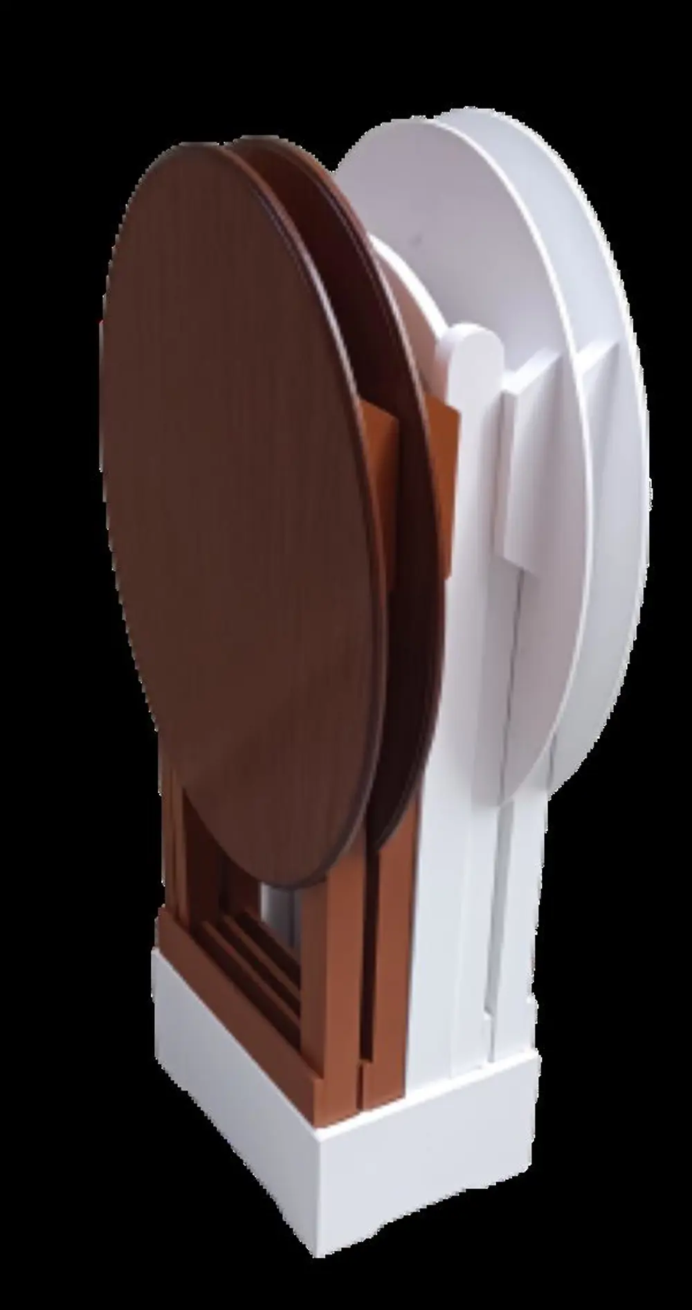 Zigon Çanta 90134 Sehpa Oval Dörtlü Model Ahşap MDF Beyaz ve Cevi