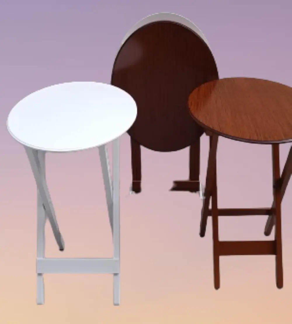 Zigon Çanta 90134 Sehpa Oval Dörtlü Model Ahşap MDF Beyaz ve Cevi