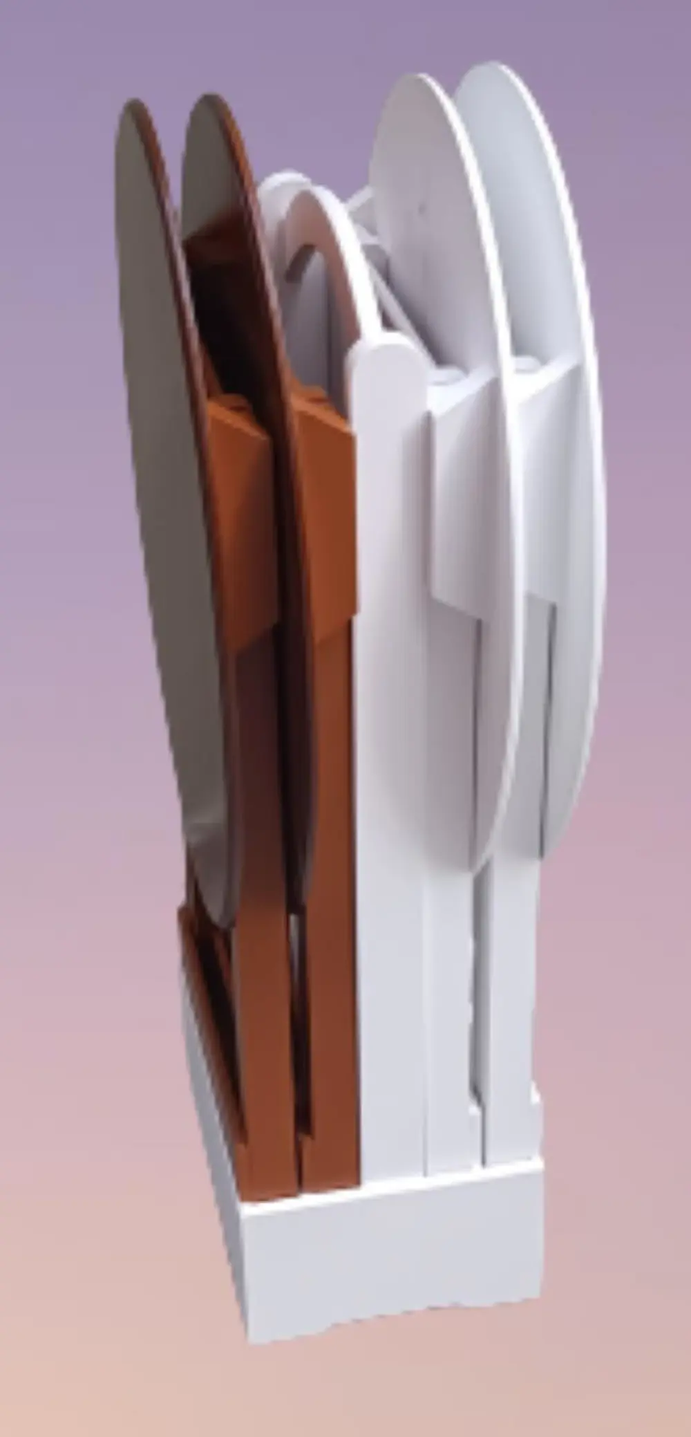 Zigon Çanta 90134 Sehpa Oval Dörtlü Model Ahşap MDF Beyaz ve Cevi