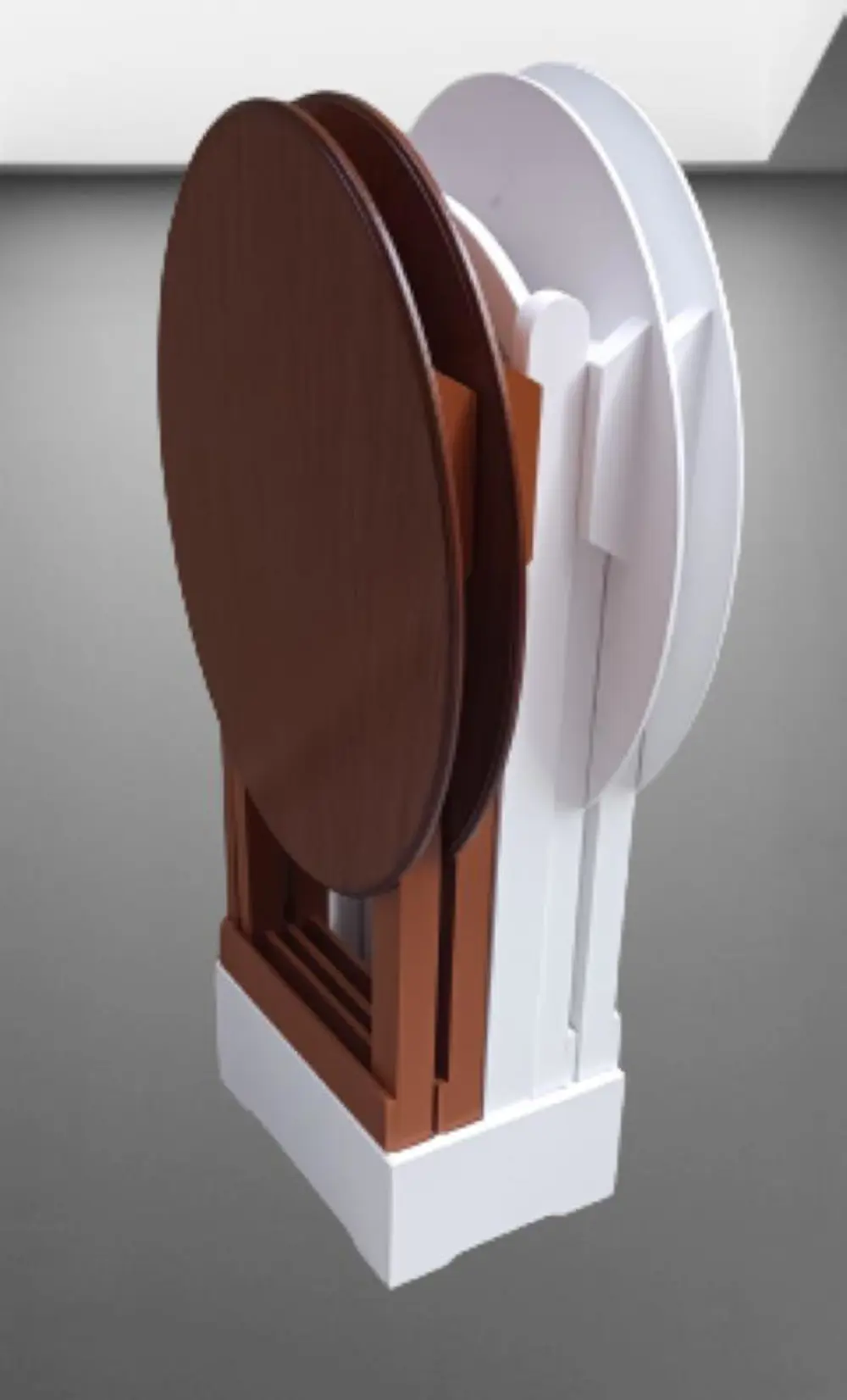 Zigon Çanta 90134 Sehpa Oval Dörtlü Model Ahşap MDF Beyaz ve Cevi