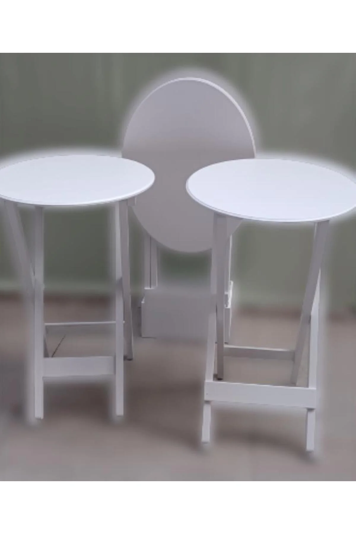 Zigon Çanta 90136 Oval sehpa Dörtlü Model Ahşap Mdf Parlak Beyaz Renk El Yapım - Görsel 4