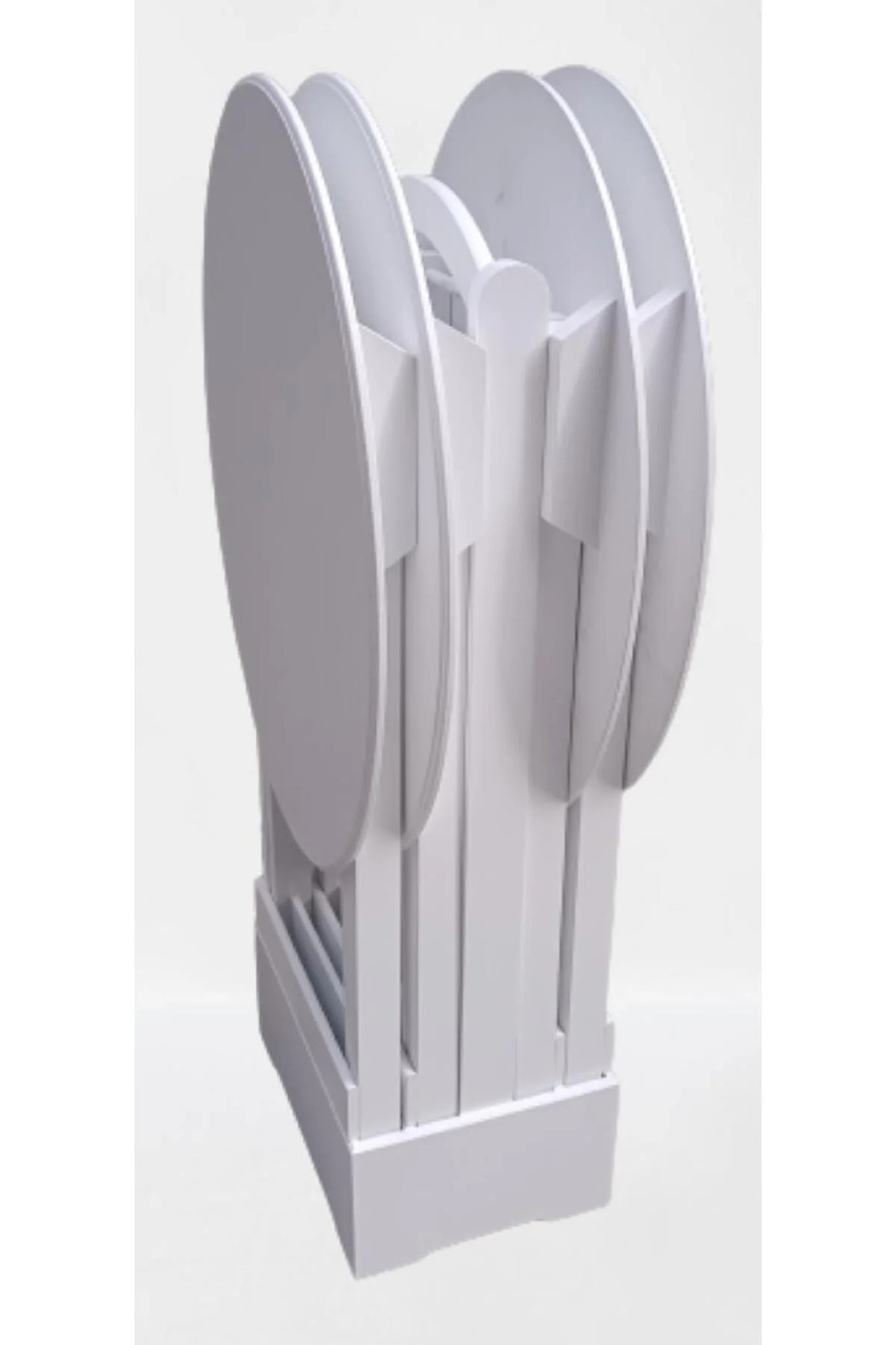 Zigon Çanta 90136 Oval sehpa Dörtlü Model Ahşap Mdf Parlak Beyaz Renk El Yapım - Görsel 8
