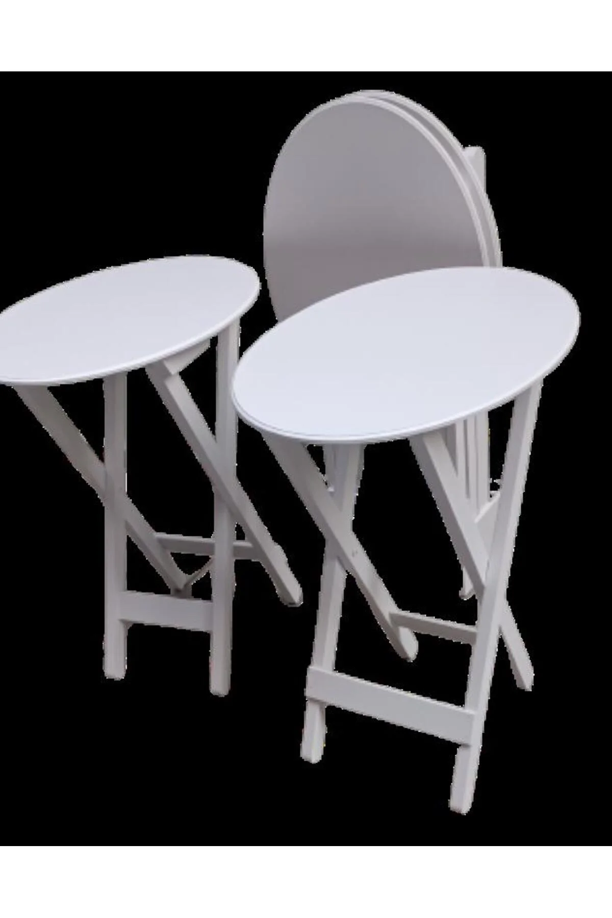 Zigon Çanta 90136 Oval sehpa Dörtlü Model Ahşap Mdf Parlak Beyaz Renk El Yapım - Görsel 2