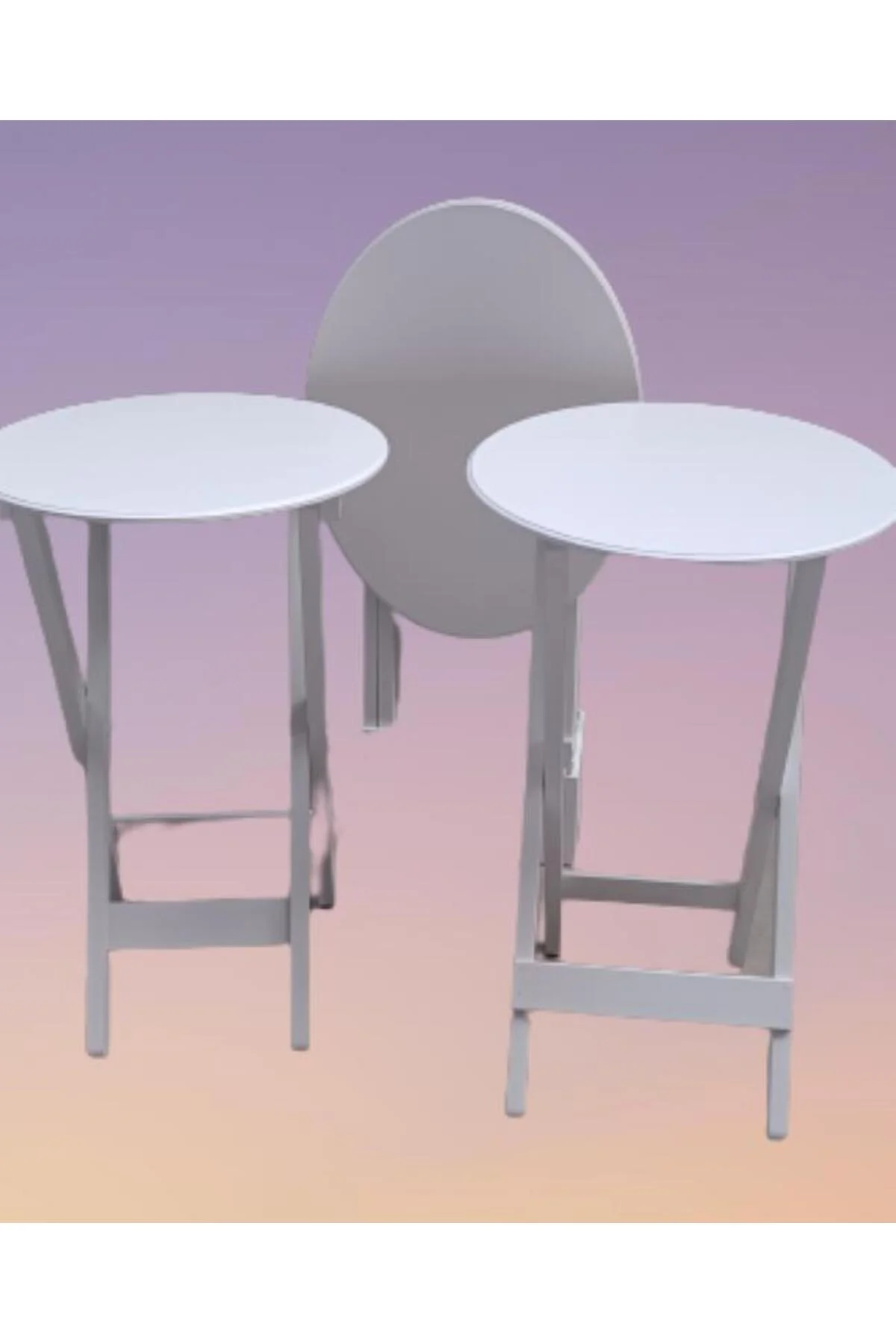 Zigon Çanta 90136 Oval sehpa Dörtlü Model Ahşap Mdf Parlak Beyaz Renk El Yapım - Görsel 5