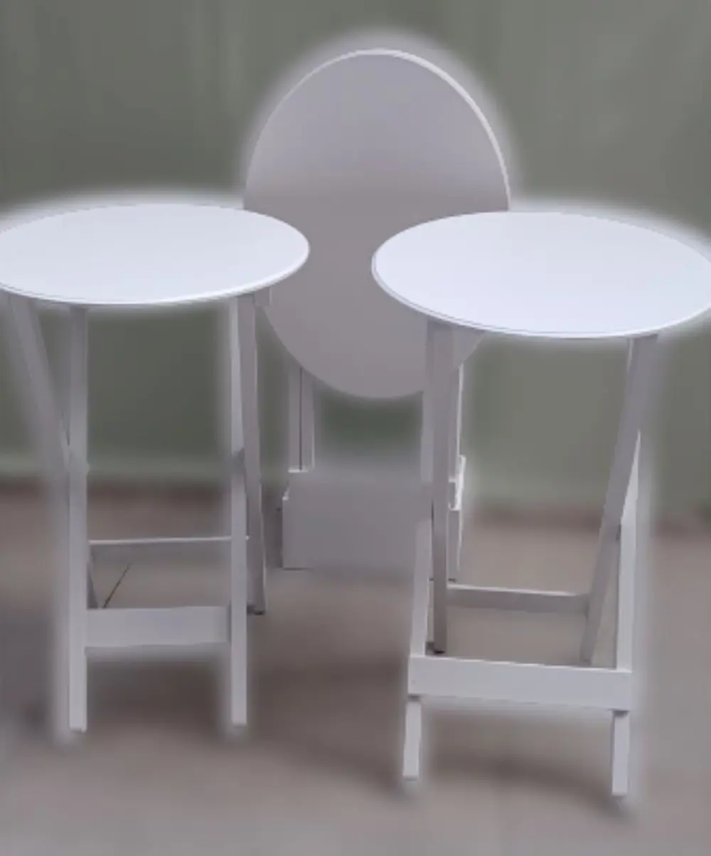 Zigon Çanta 90136 Oval sehpa Dörtlü Model Ahşap Mdf Parlak Beyaz 