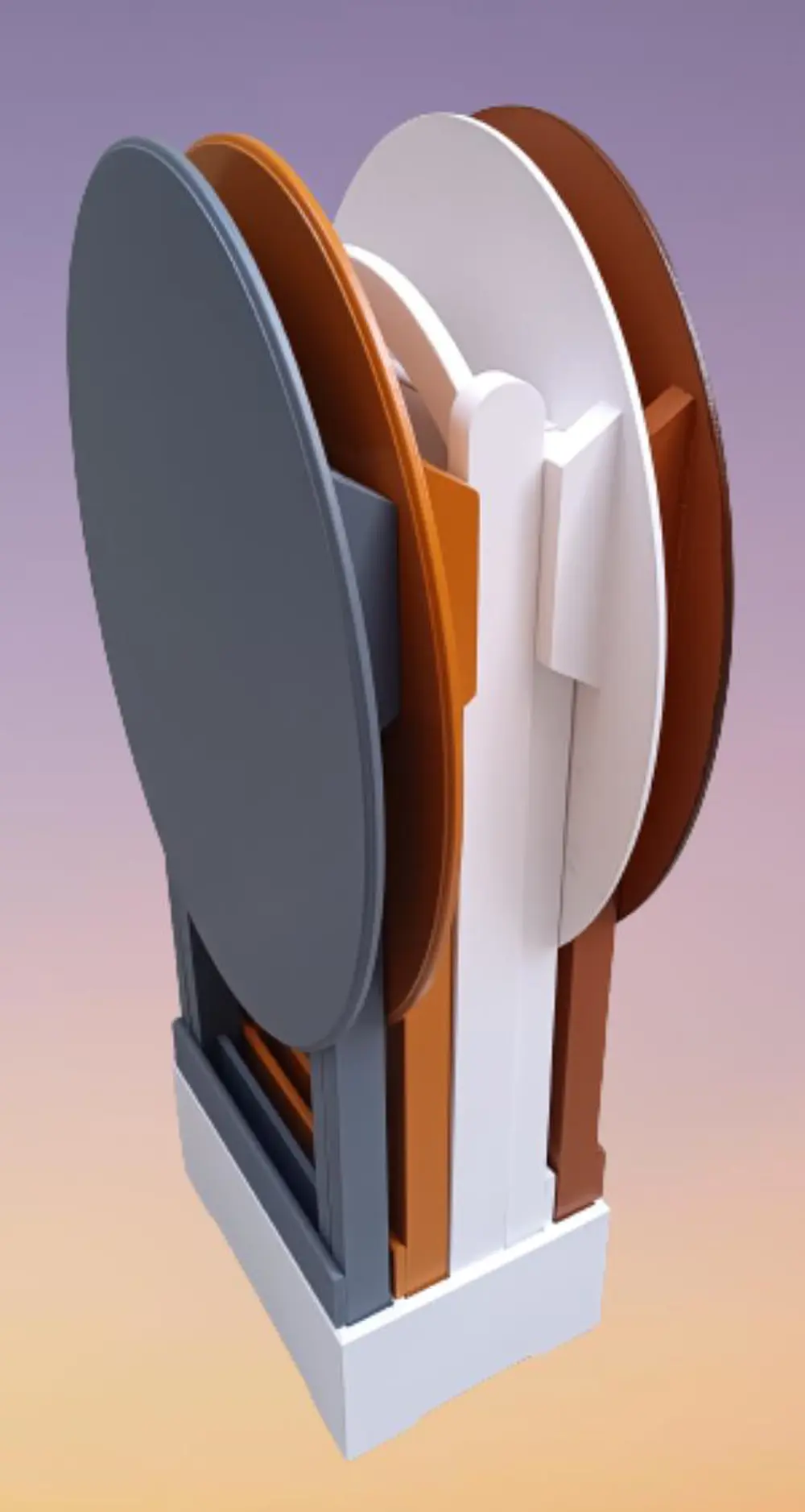 Zigon Çanta 90137 Oval Dörtlü Model ahşap Mdf Gri Ceviz Beyaz Har