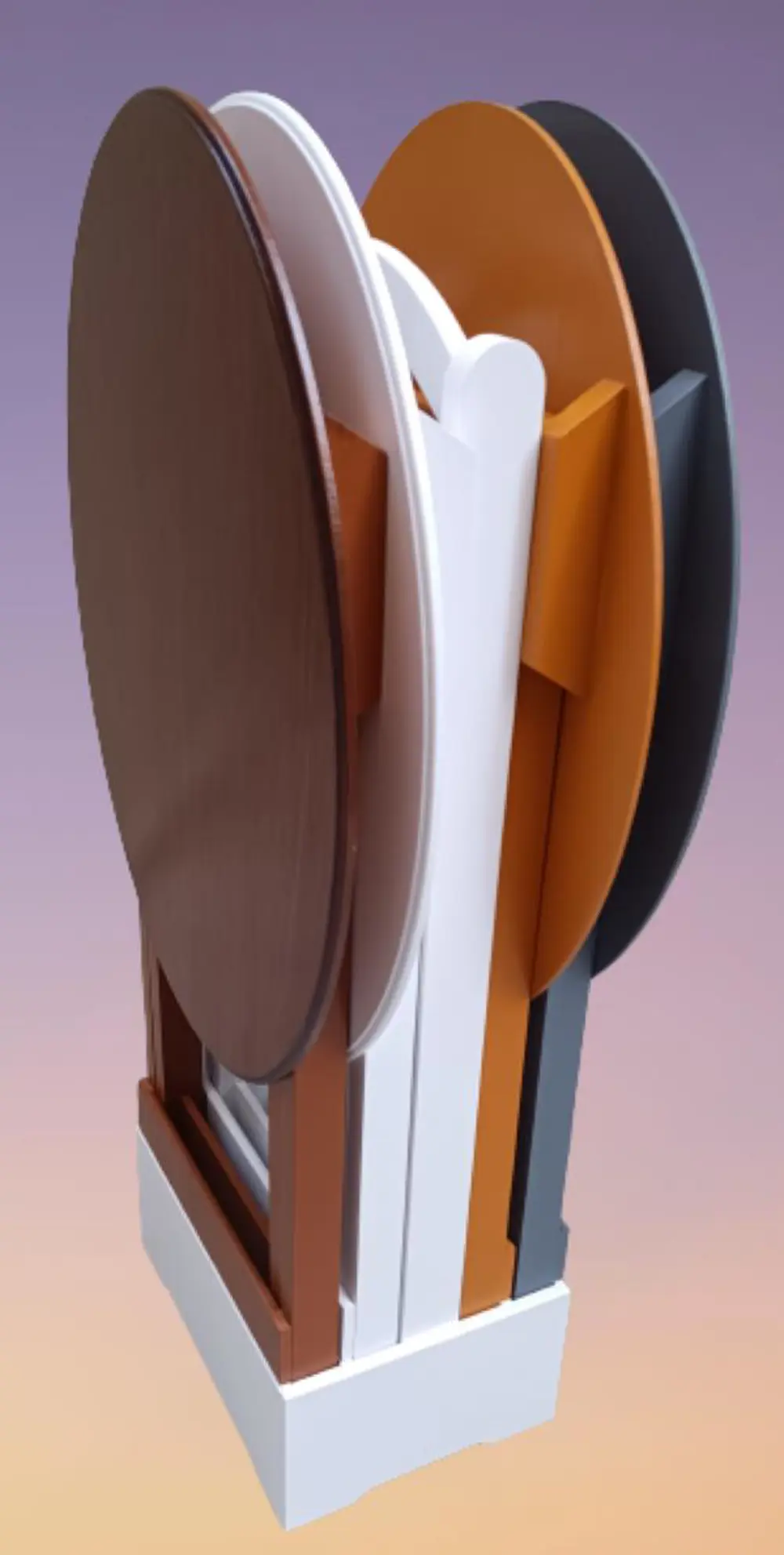 Zigon Çanta 90137 Oval Dörtlü Model ahşap Mdf Gri Ceviz Beyaz Har