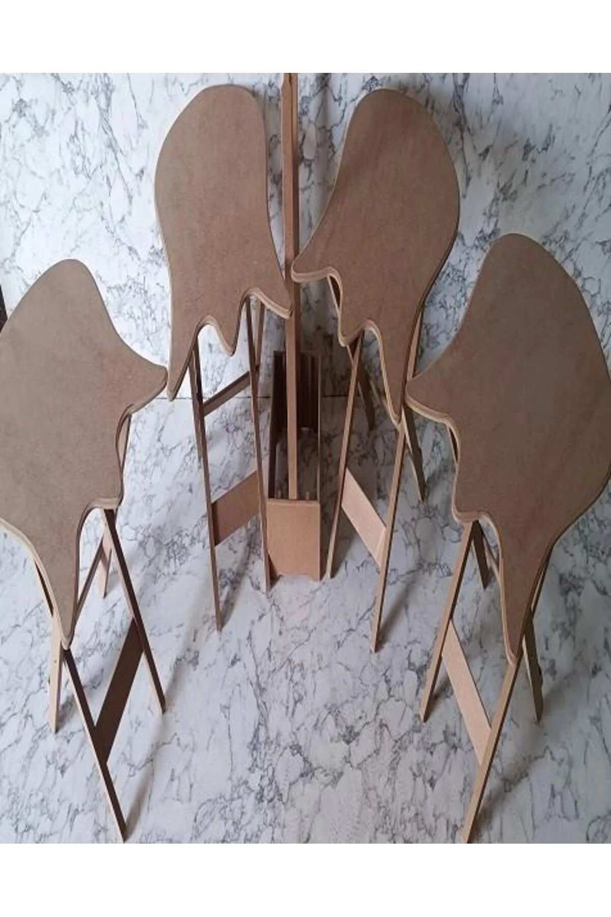 Zigon Çanta 90225 kalpli Sehpa Dörtlü HAM Model Ahşap MDF HAM CNC Kesim El Yapım - Görsel 6