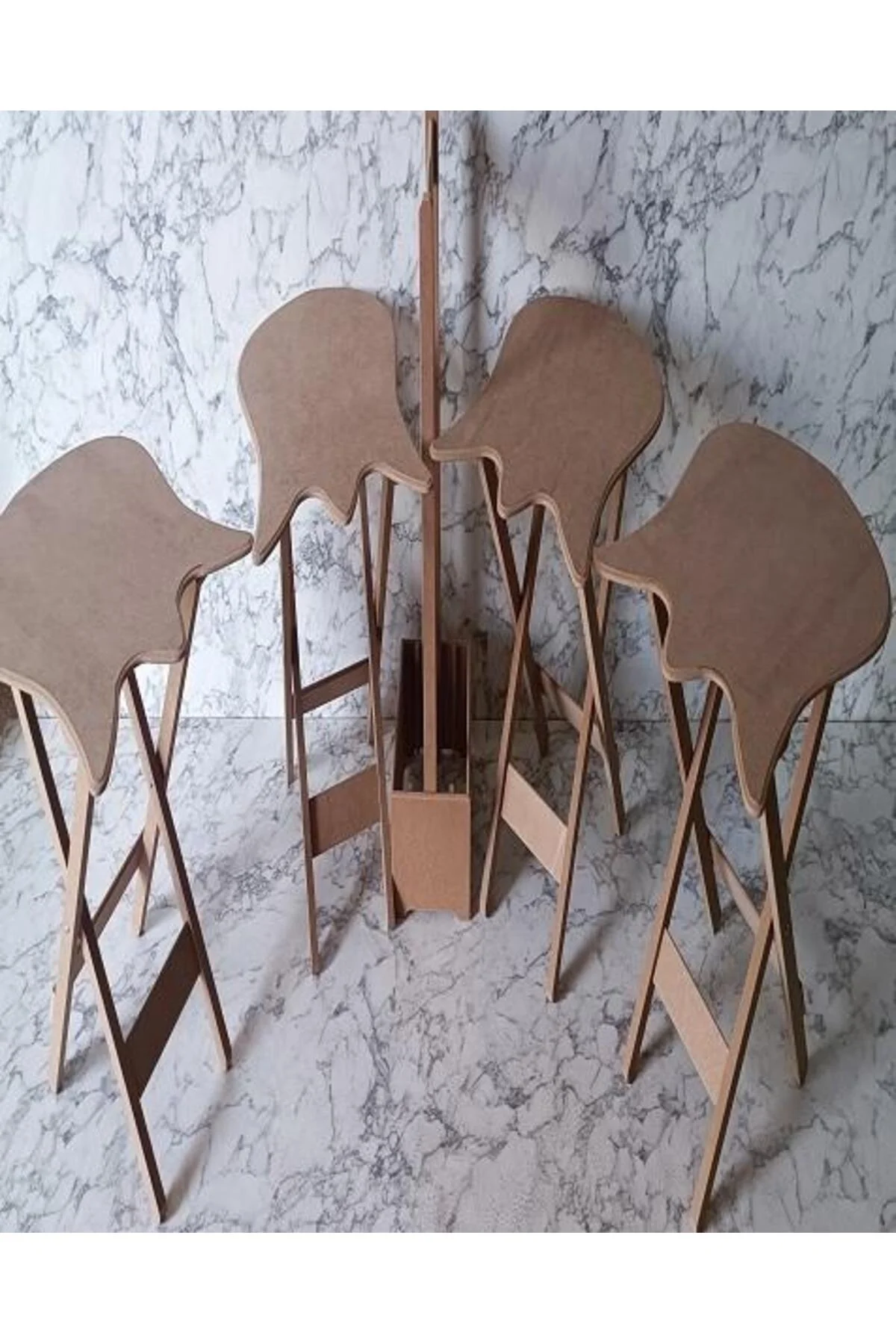 Zigon Çanta 90225 kalpli Sehpa Dörtlü HAM Model Ahşap MDF HAM CNC Kesim El Yapım - Görsel 7